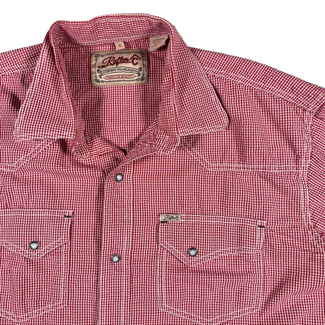 Vintage Rafter C Western Shirt XL Red Gingham Plaid Cowboy Collection Shirt Men XS to XXL Size US XL / EU 56 / 4 - 2 Thumbnail