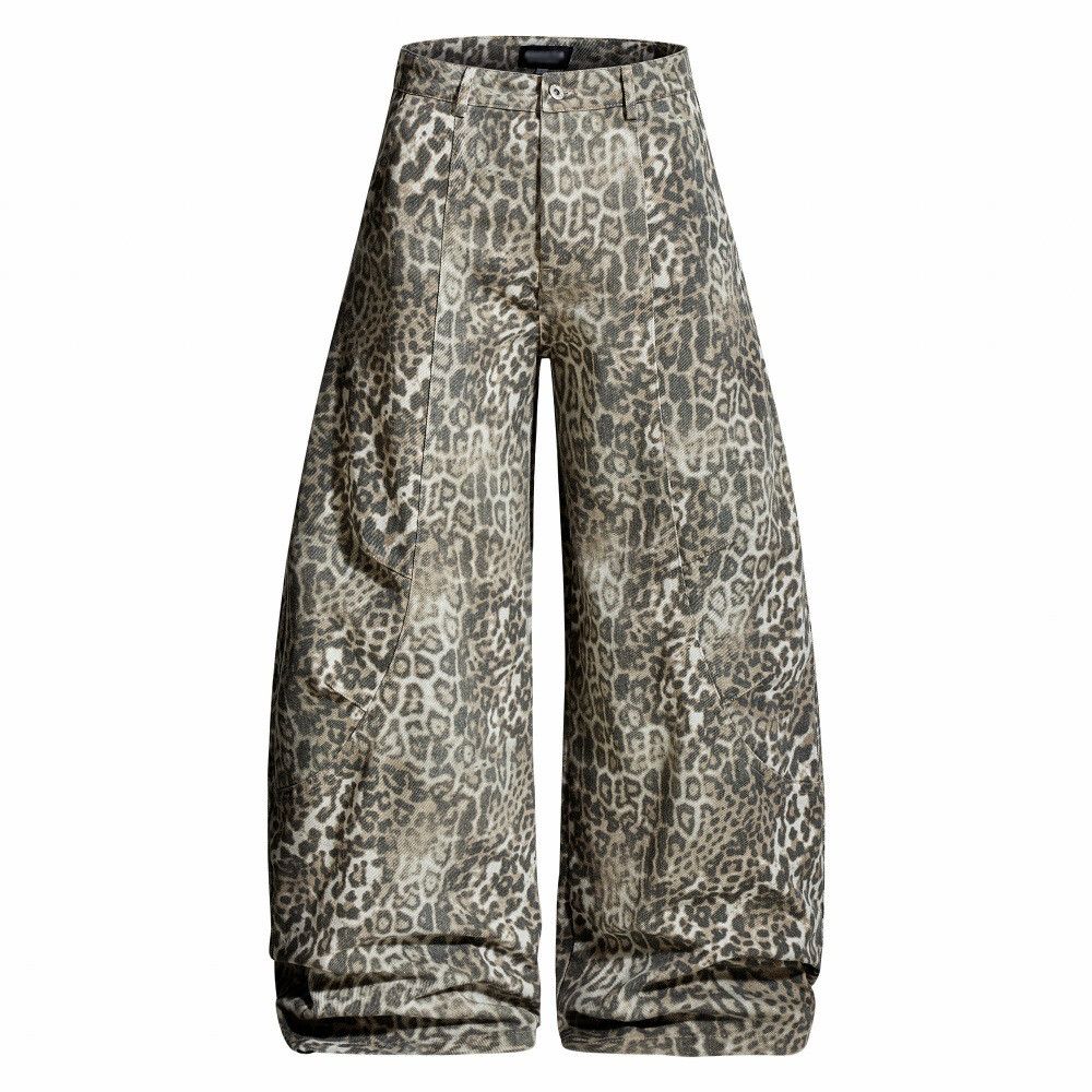 Vintage Retro men's punk distressed loose leopard curved trousers Size US 32 / EU 48 - 1 Thumbnail