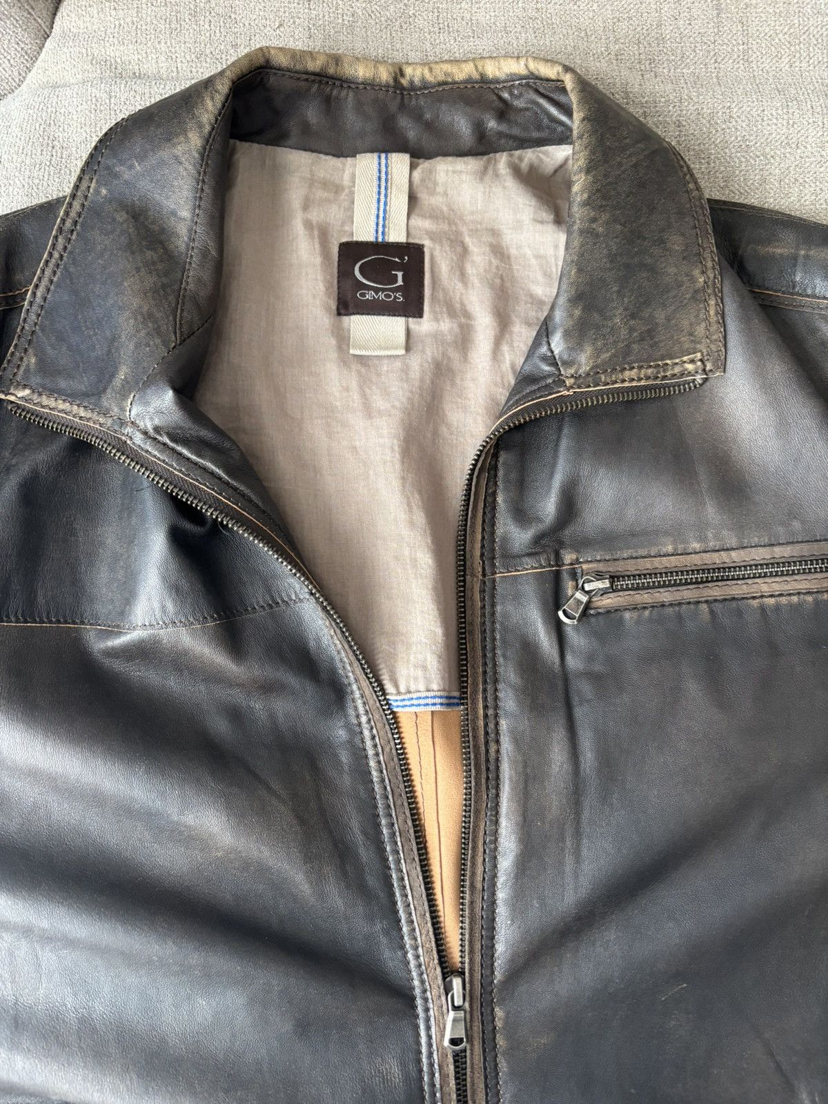 Gimo's Mens Italian Leather Jacket: Gimo’s “Marverick”EU 56 (Large) Size US XL / EU 56 / 4 - 1 Thumbnail