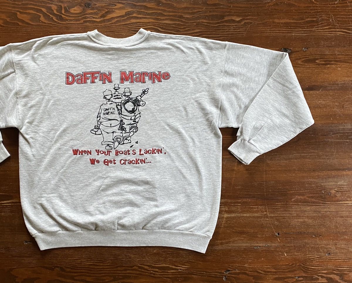 Hanes Vintage Daffin Marine Fishing Short Boxy Crewneck Sweatshirt Size US XL / EU 56 / 4 - 1 Thumbnail