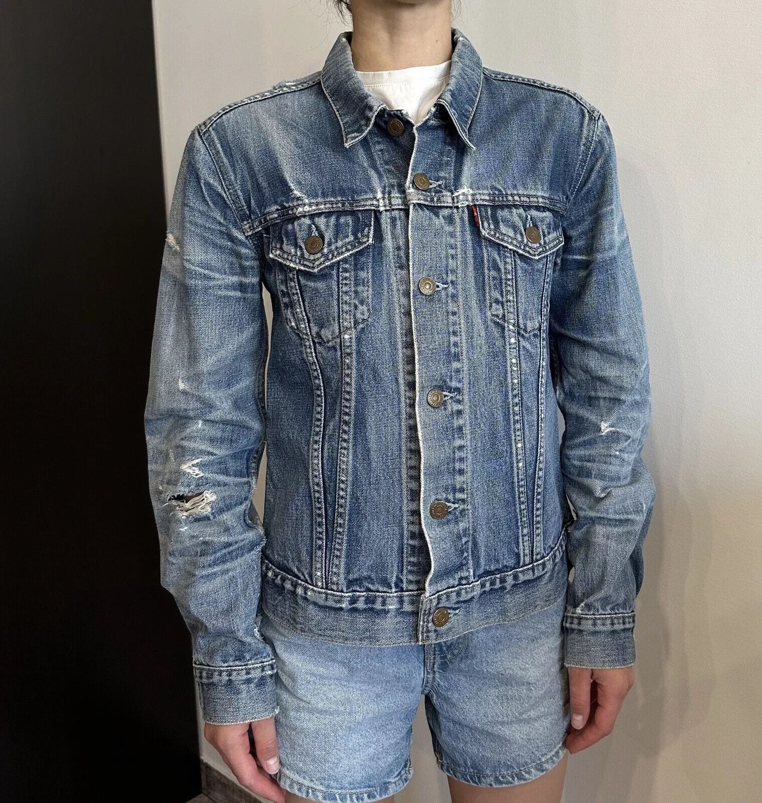Levi's LEVIS VINTAGE JACKET COAT DENIM WOMENS Washing Distressed Size M / US 6-8 / IT 42-44 - 2 Thumbnail