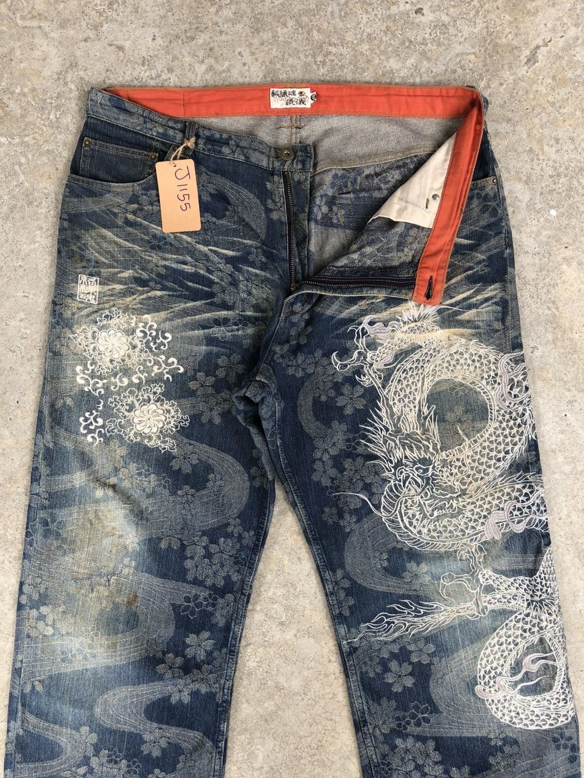 Karakuri Tamashii Karakuri Tamashii Embroidered Jeans Distressed Jeans Size US 39 - 3 Thumbnail