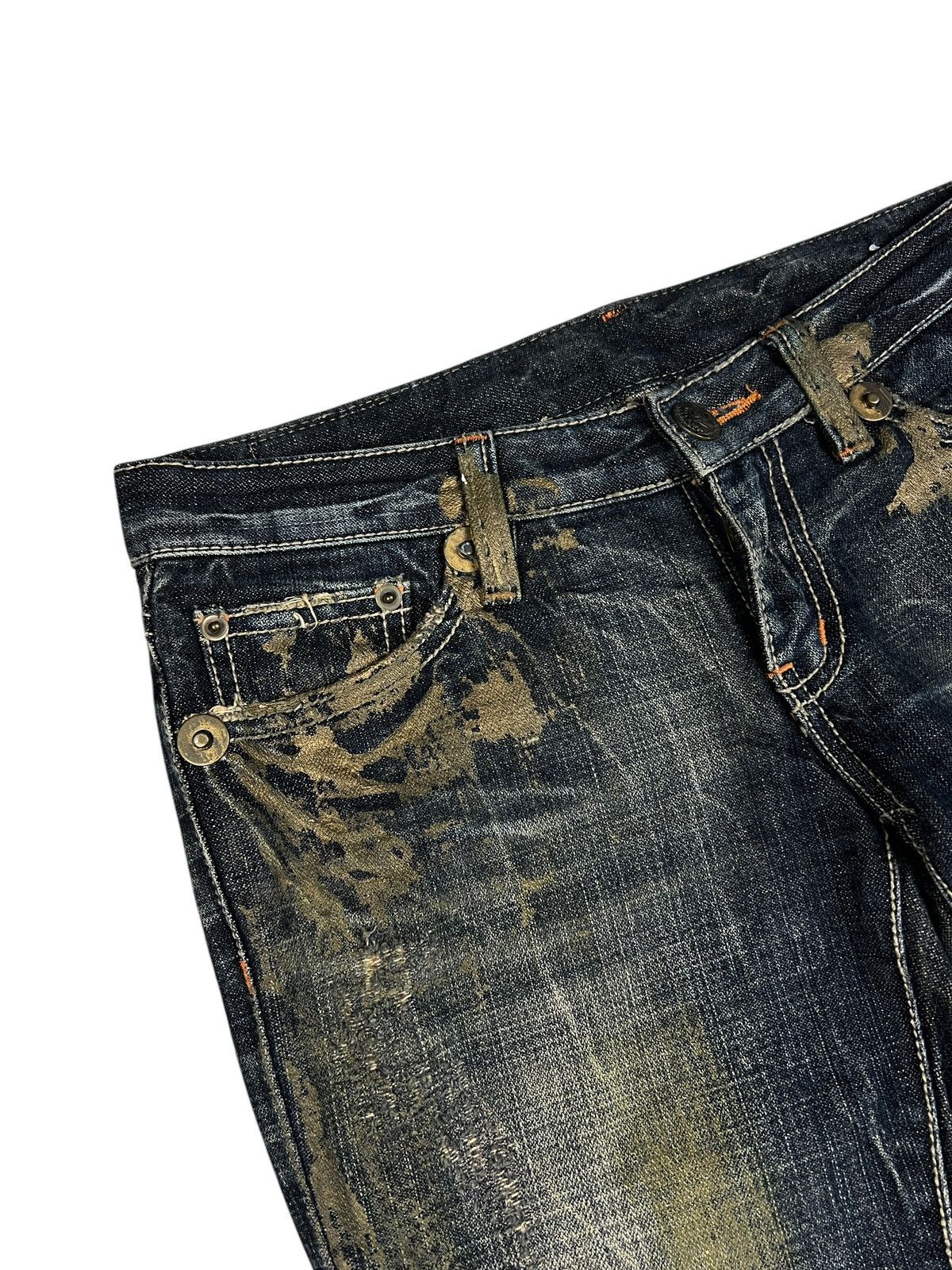 Japanese Brand D.I.A 🇯🇵 Painted Distressed Flare Denim Size 31" - 6 Thumbnail