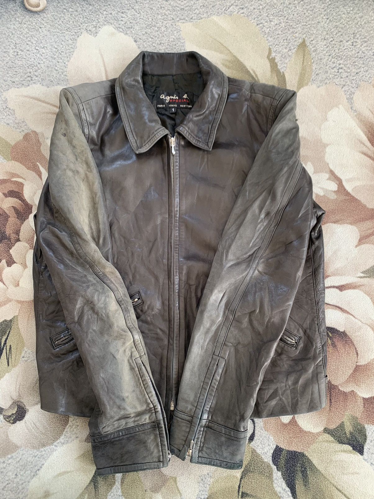 agnes b. Sun Faded Agnes B Special Leather Jacket Riri Zipper Size S / US 4 / IT 40 - 7 Thumbnail