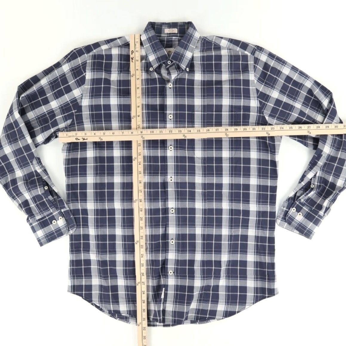 Peter Millar Peter Millar Shirt Navy Blue Plaid Long Sleeve Button Down Mens L Size US L / EU 52-54 / 3 - 3 Thumbnail