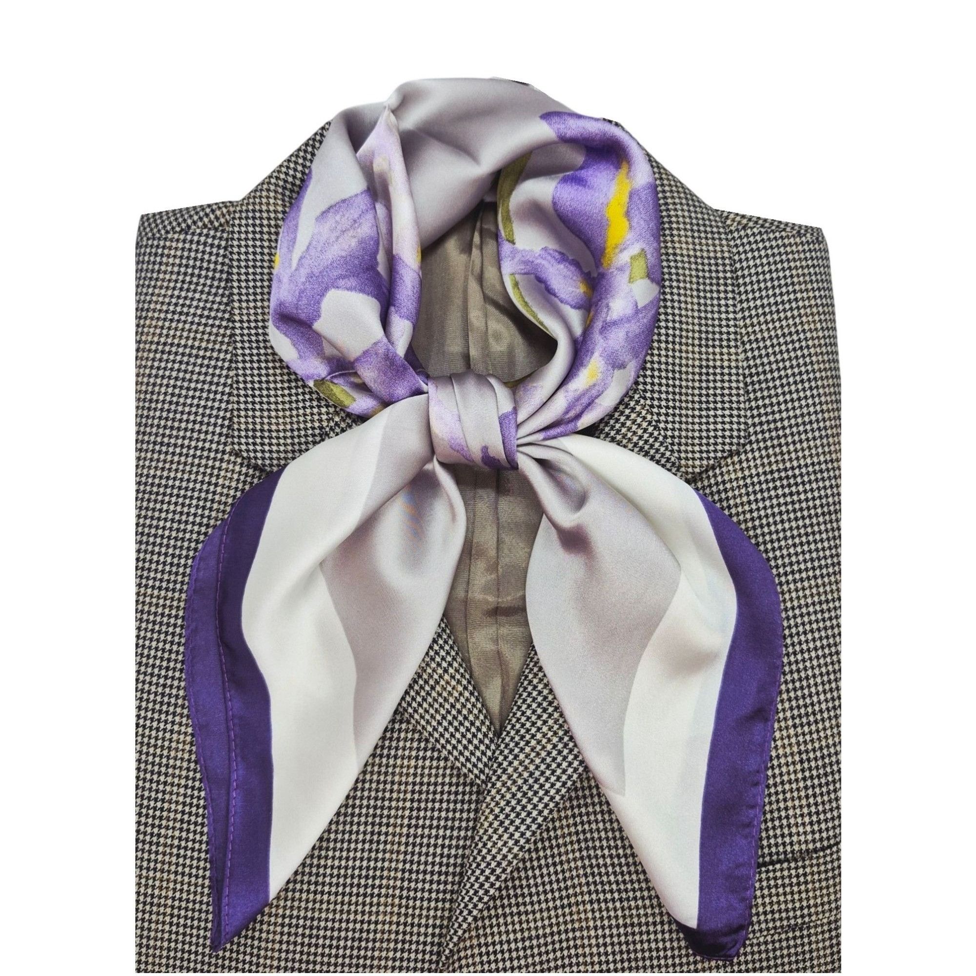 Other ✨Silky Satin Square Scarf Luxury Accessory Floral Iris Purpl Size ONE SIZE - 1 Thumbnail