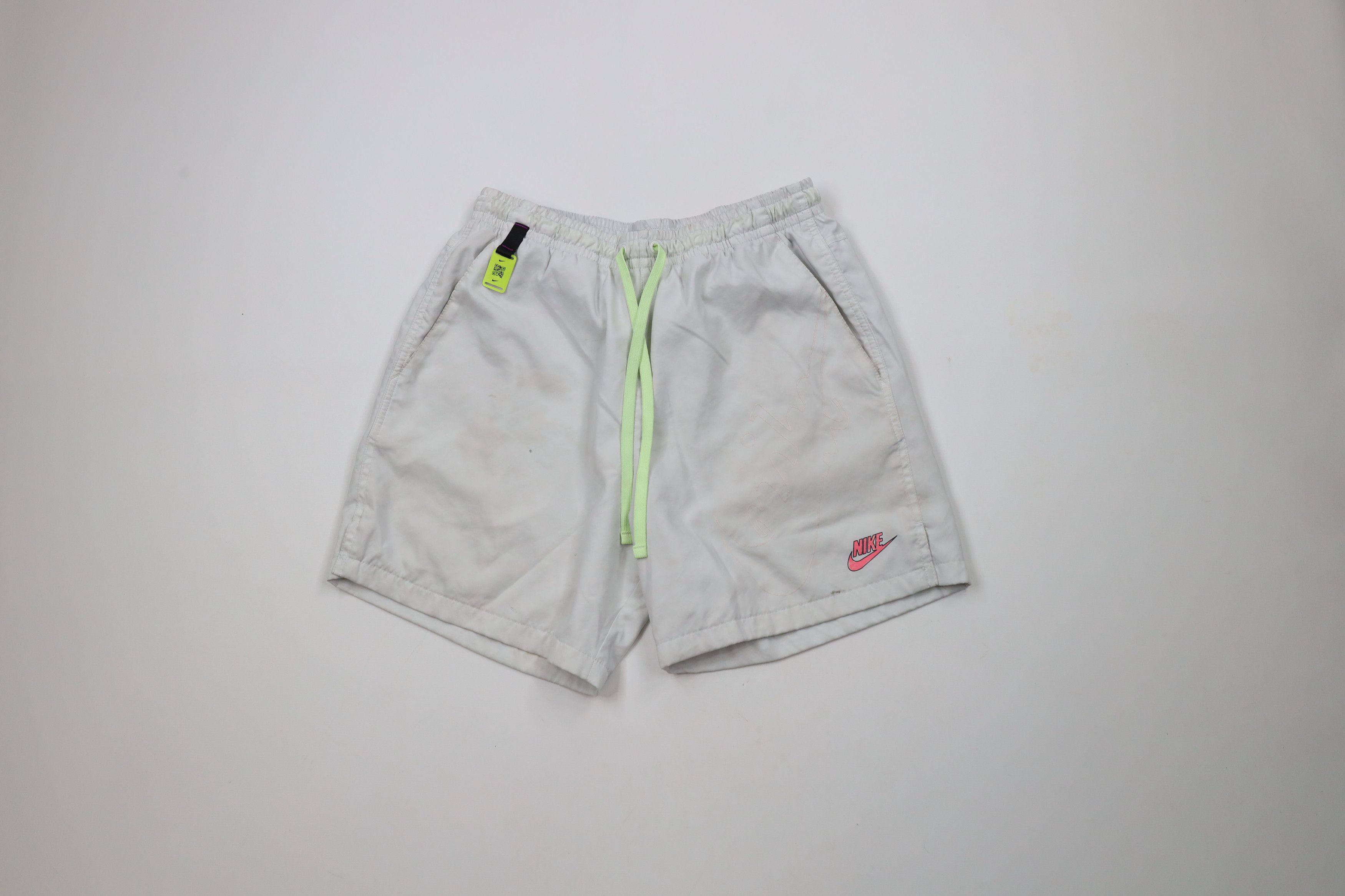 Nike × Vintage Nike Spell Out Big Logo Lined Woven Festival Shorts Gray Size US 32 / EU 48 - 1 Thumbnail
