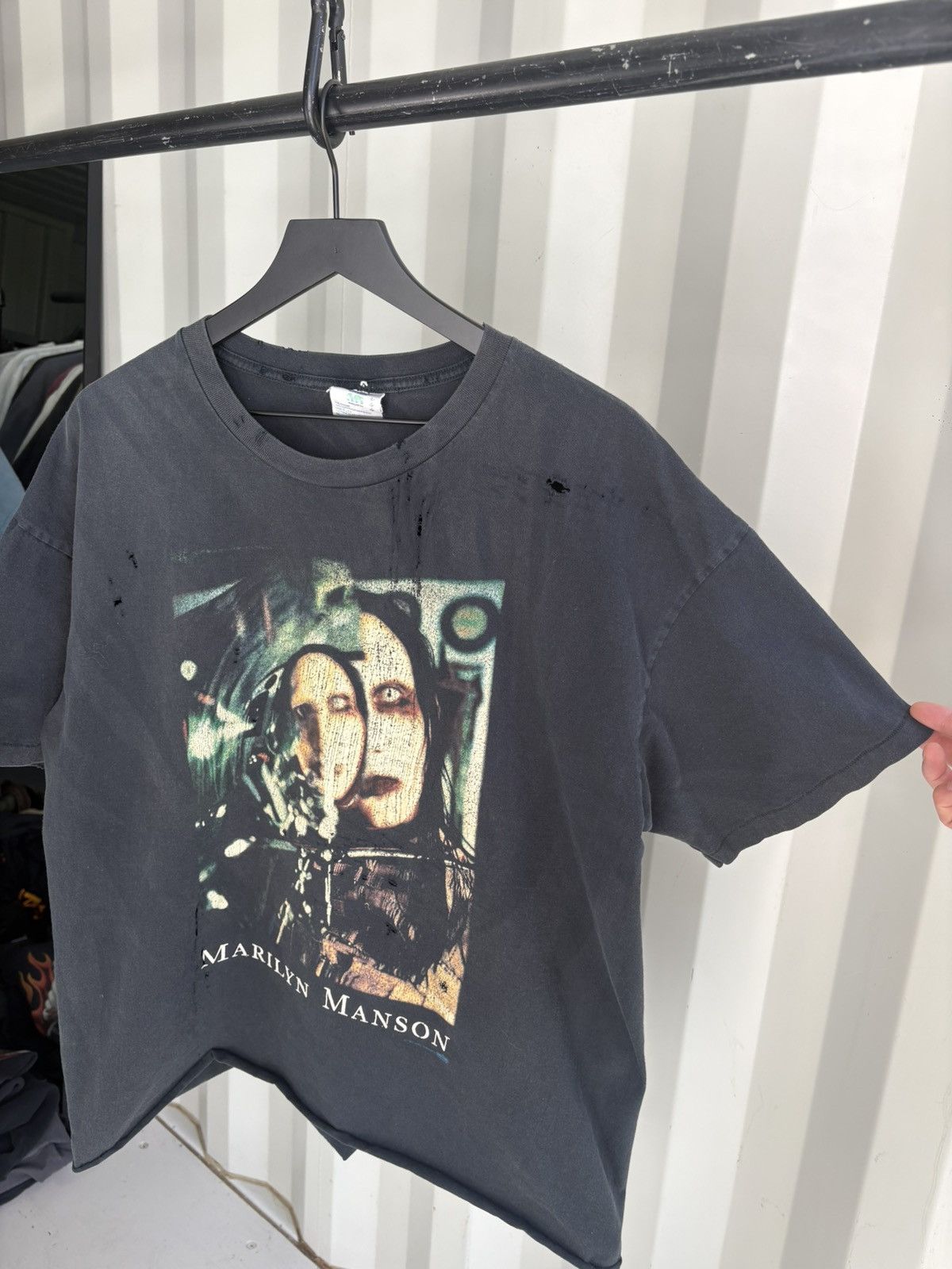 Marilyn Manson Vintage Marilyn Manson Shirt Distressed Faded GRUNGE Band Size US XL / EU 56 / 4 - 2 Thumbnail