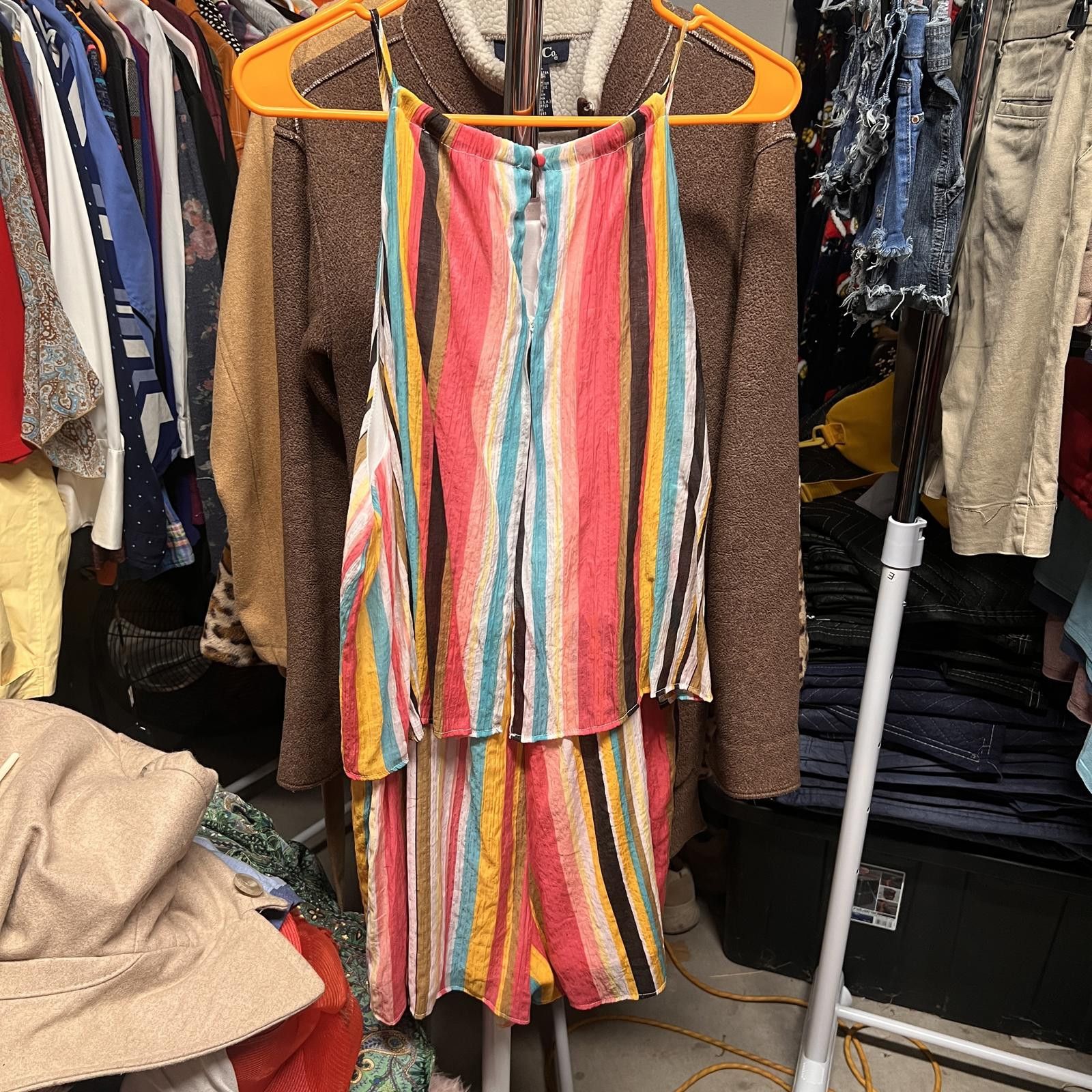 Other Davi & Dani Women's Multicolor Striped Jumpsuit Romper 2XL Size 42" / US 20 - 1 Thumbnail