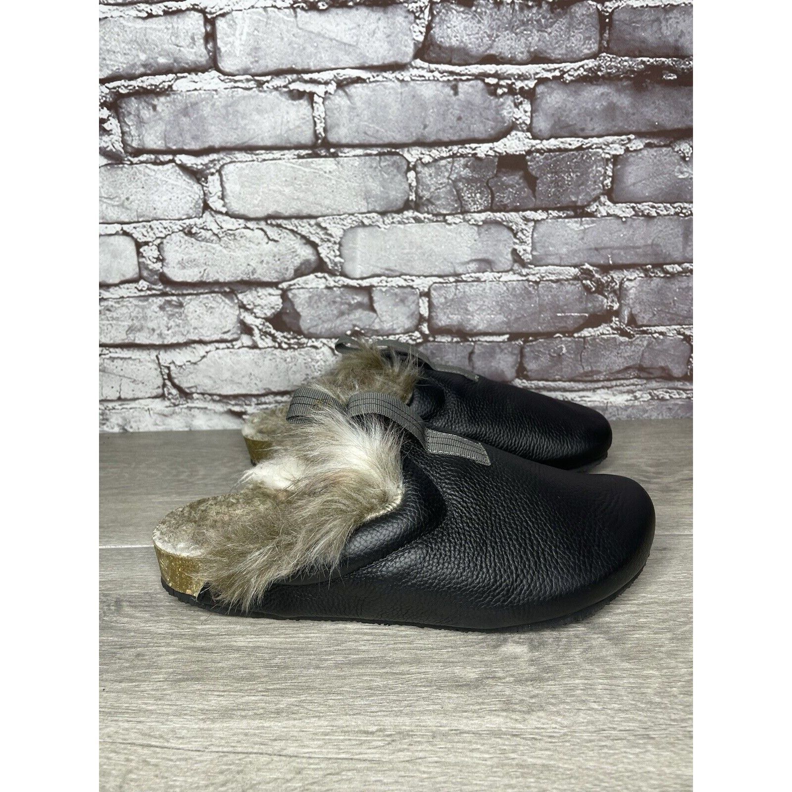 Other BANTHA Vibram Black Leather Sherpa Fur Lined Cork Mules Shoe Size US 10.5 / IT 40.5 - 10 Thumbnail