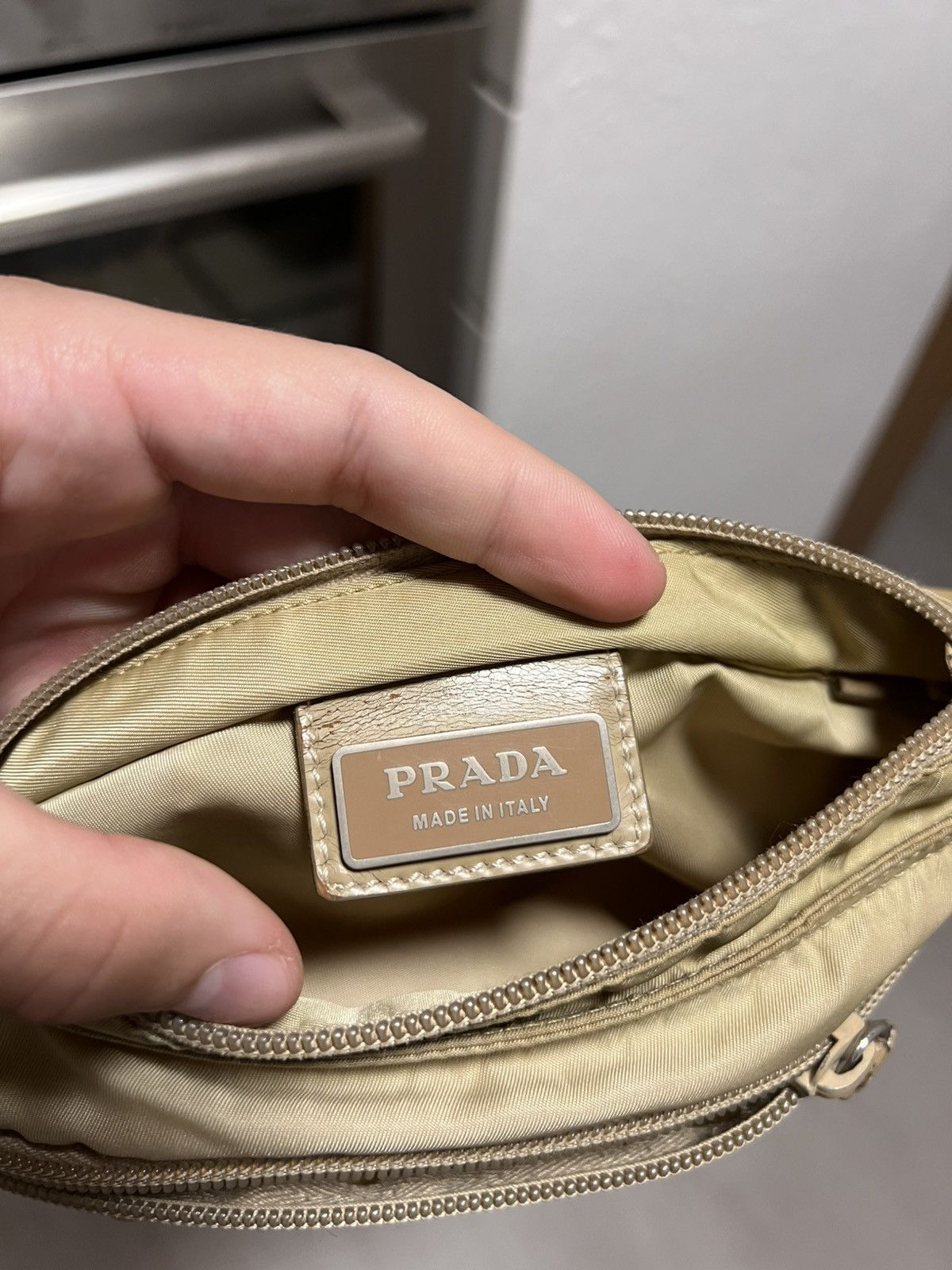 Prada Prada Beige Handbag Vintage Rare Y2K Nylon Big Logo Hype Size ONE SIZE - 8 Thumbnail
