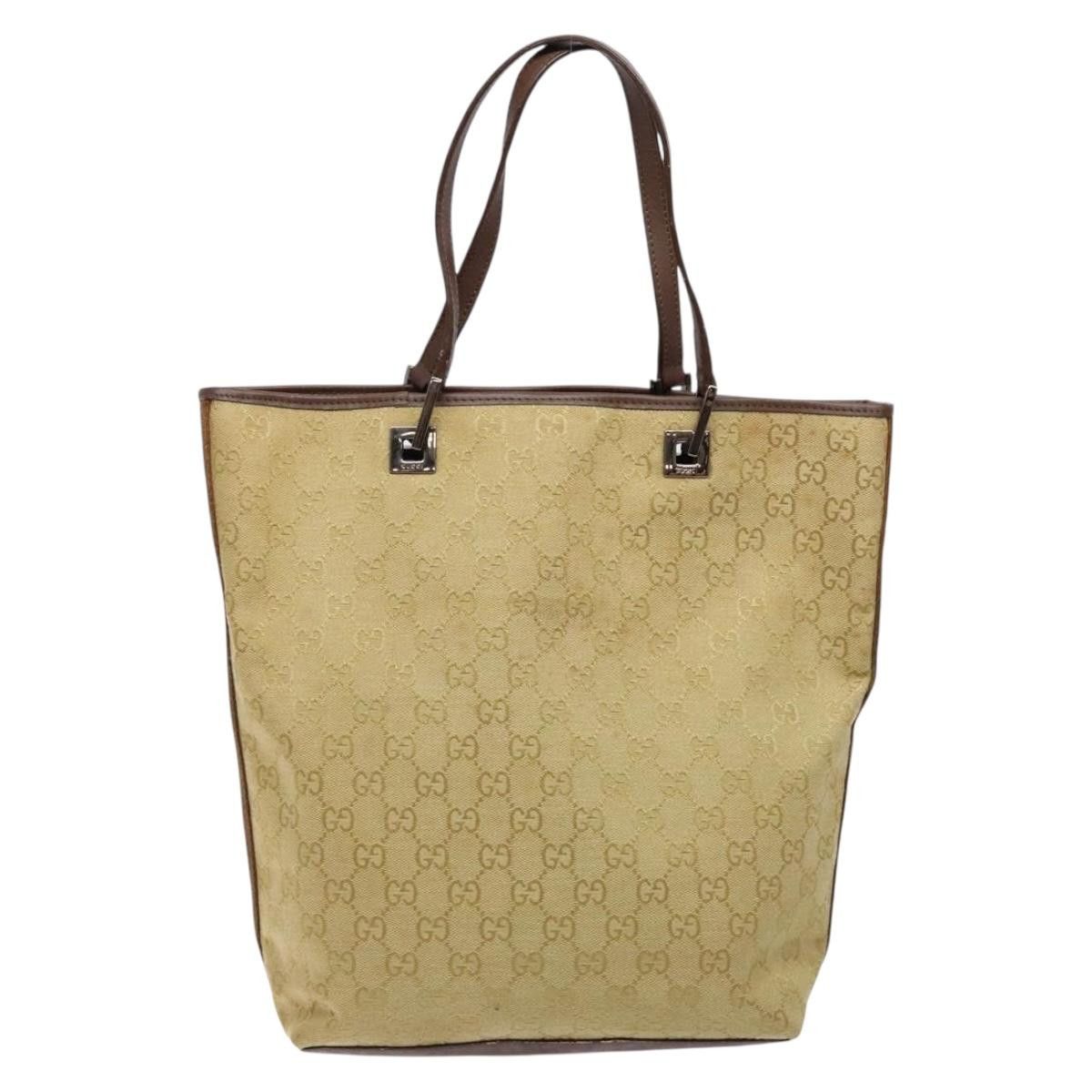 Gucci GUCCI GG Canvas Tote Bag Beige Brown Silver Size ONE SIZE - 3 Thumbnail