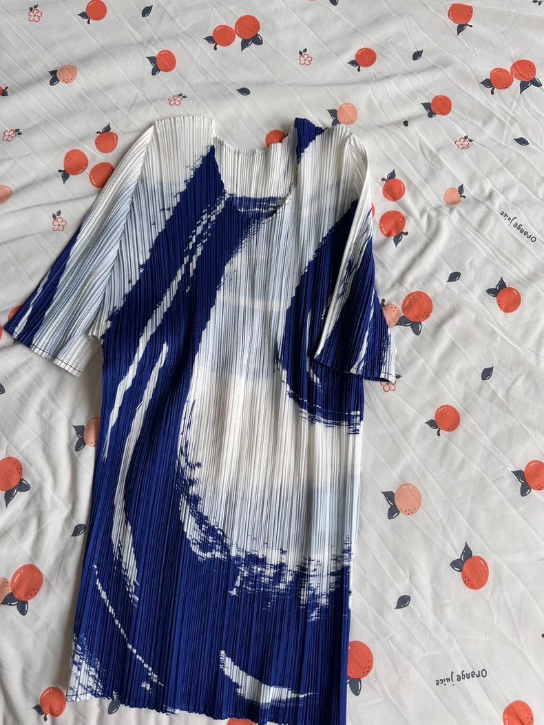 Issey Miyake Issey Miyake size:3 Blue and white pleated short-sleeved s Size XS / US 0-2 / IT 36-38 - 7 Thumbnail