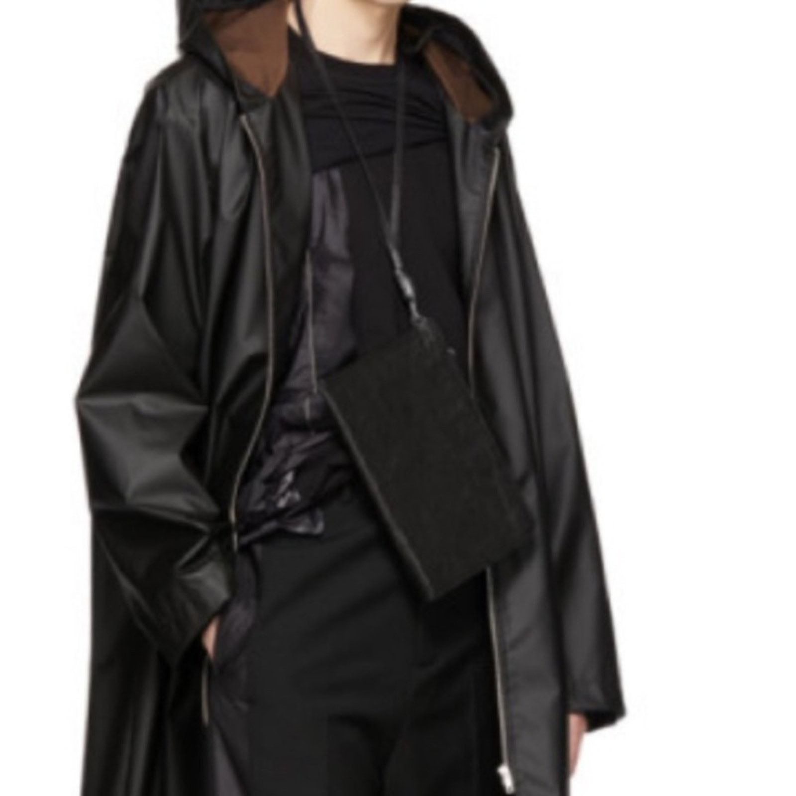 11 By Boris Bidjan Saberi Zip-Around Large Wallet Pouch Black Grained Leather Bag Size ONE SIZE - 3 Thumbnail