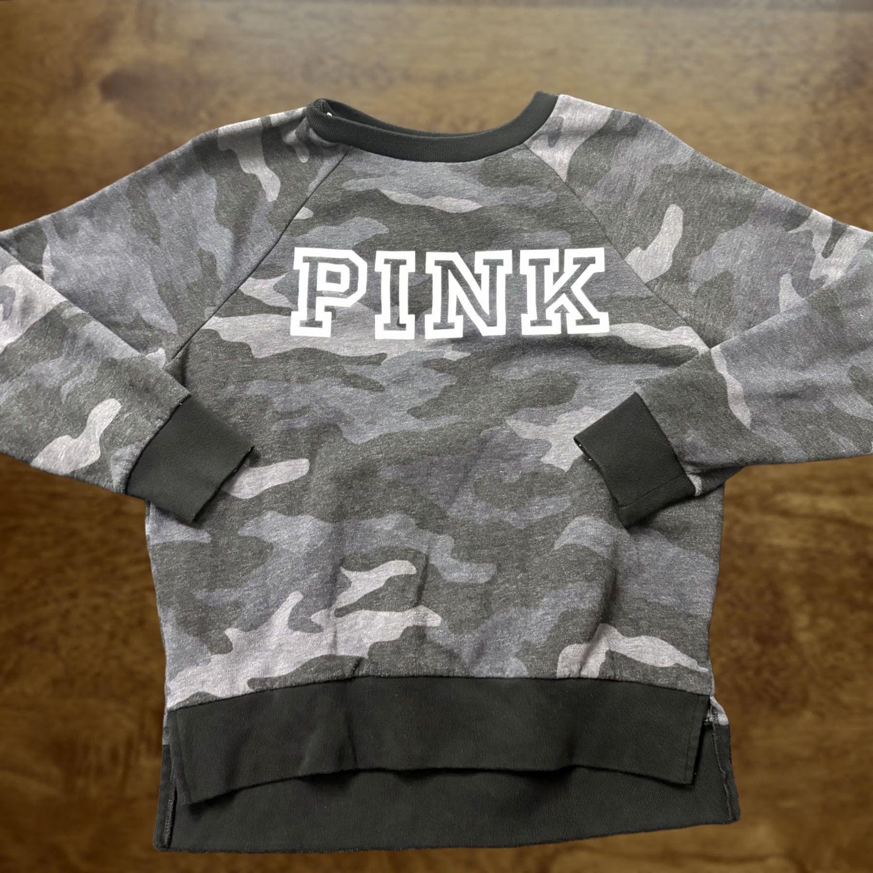 Pinko PINK Victoria's Secret Sweatshirt Womens XS Gray Camo Logo Fleece Pullover Size XS / US 0-2 / IT 36-38 - 1 Thumbnail