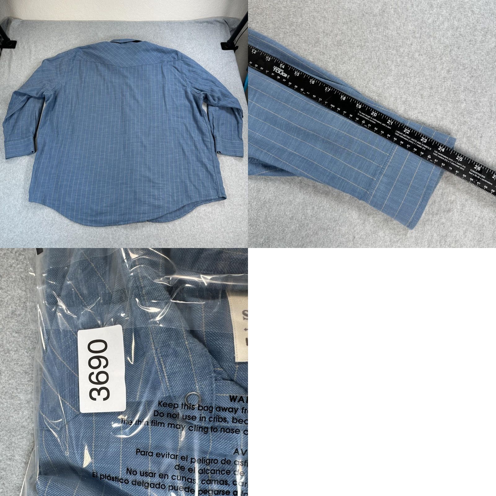 Vintage Blake Shelton x Lands' End Shirt Mens 3XL Blue Striped Western Snap Cotton Twill Shirt Size US XXL / EU 58 / 5 - 8 Thumbnail