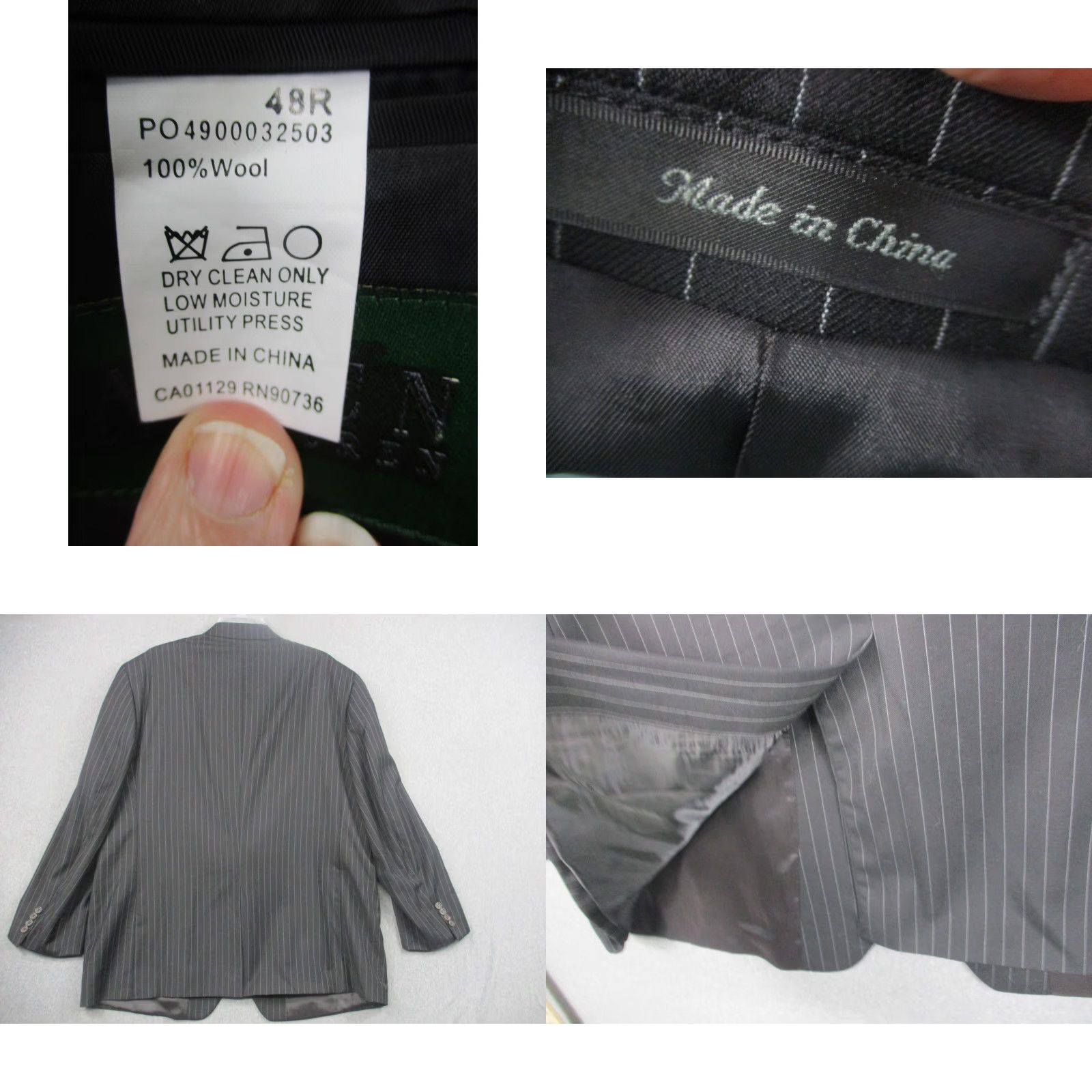 Ralph Lauren Lauren Ralph Lauren Blazer Mens 48R Gray Pinstripe Wool Two-Button Jacket Size 48R - 8 Thumbnail