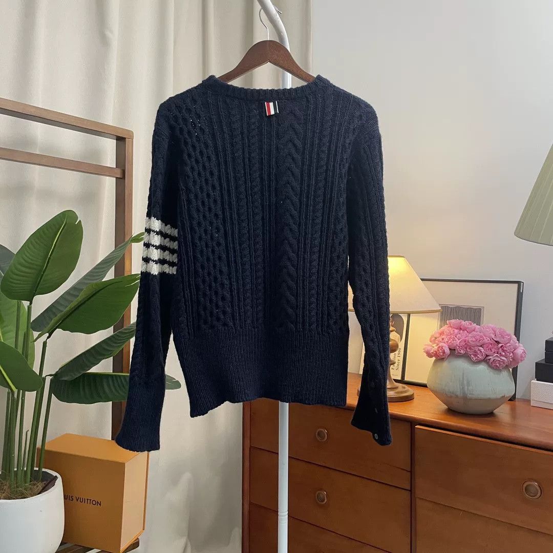 Thom Browne THOM BROWNE 4-Stripe Wool Sweater Size US L / EU 52-54 / 3 - 1 Thumbnail