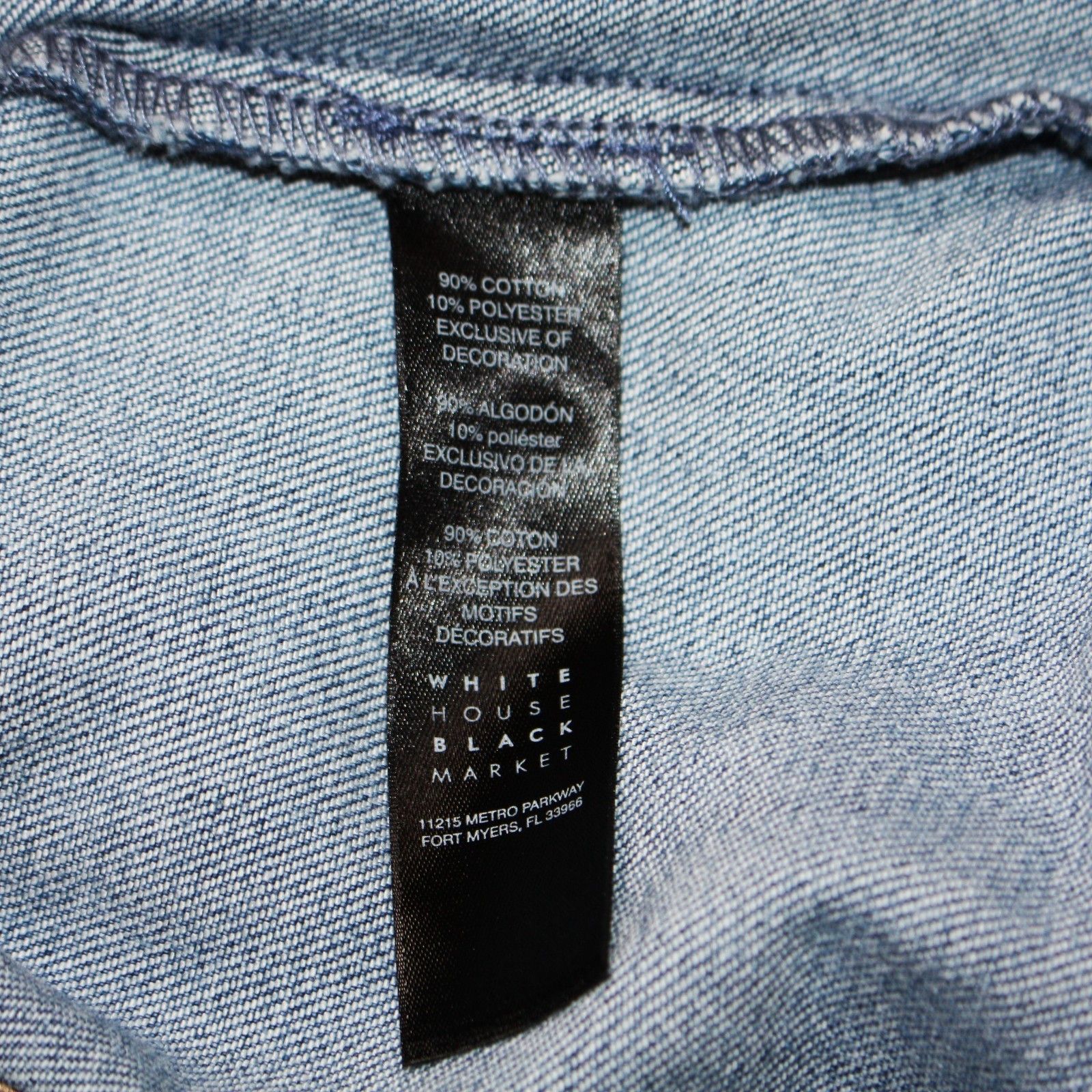 White House Black Market Embroidered Blue Denim Jean Jacket in size M Size M / US 6-8 / IT 42-44 - 9 Thumbnail