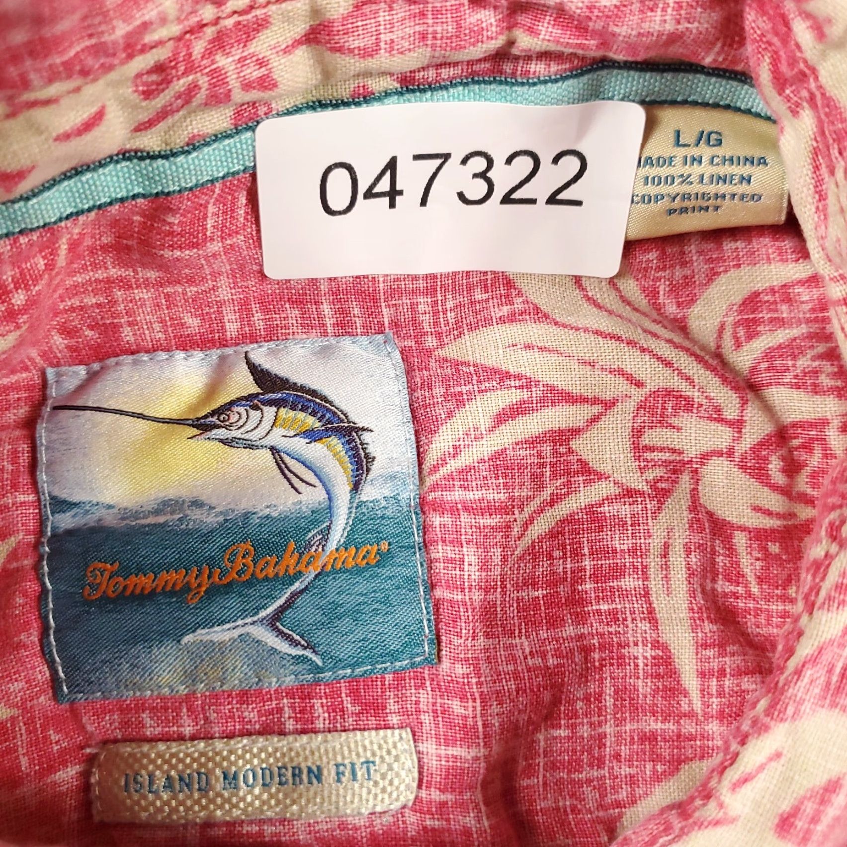 Tommy Bahama Tommy Bahama Shirt Mens Large Red/Pink Linen Hawaiian Button Up Short Sleeve Size US L / EU 52-54 / 3 - 6 Thumbnail