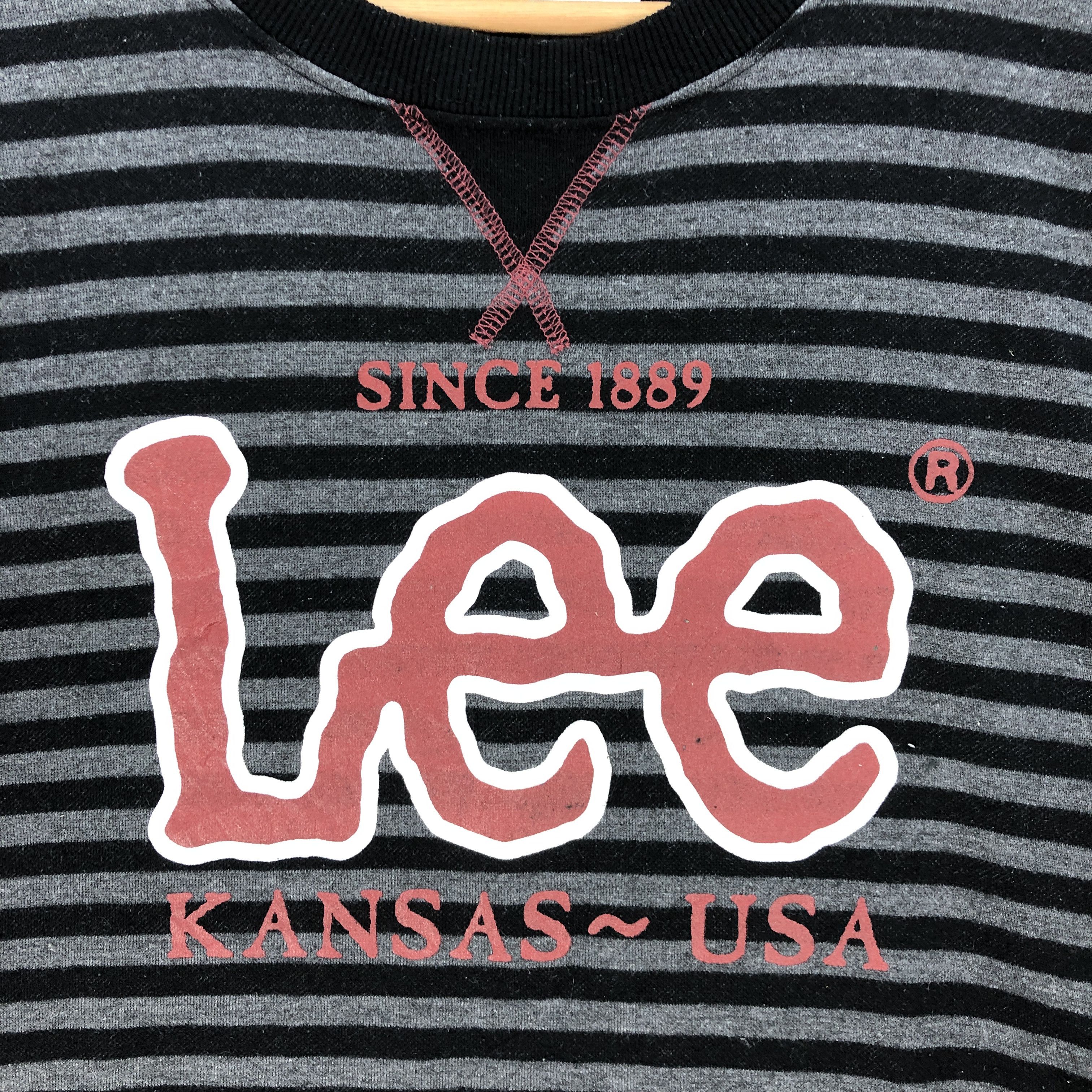 Lee × Vintage Vintage Lee Sweater Stripe Lee Kansas USA Sweatshirt Jumper Size US L / EU 52-54 / 3 - 3 Thumbnail