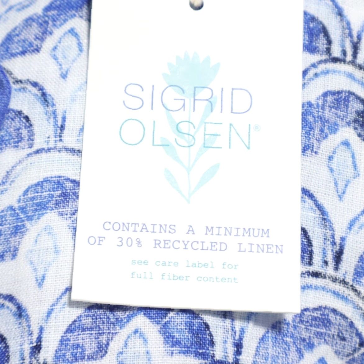 Vintage Sigrid Olsen Geometric Long Sleeve Shirt Blue Women's S Popover Linen Shirt Size S / US 4 / IT 40 - 6 Thumbnail