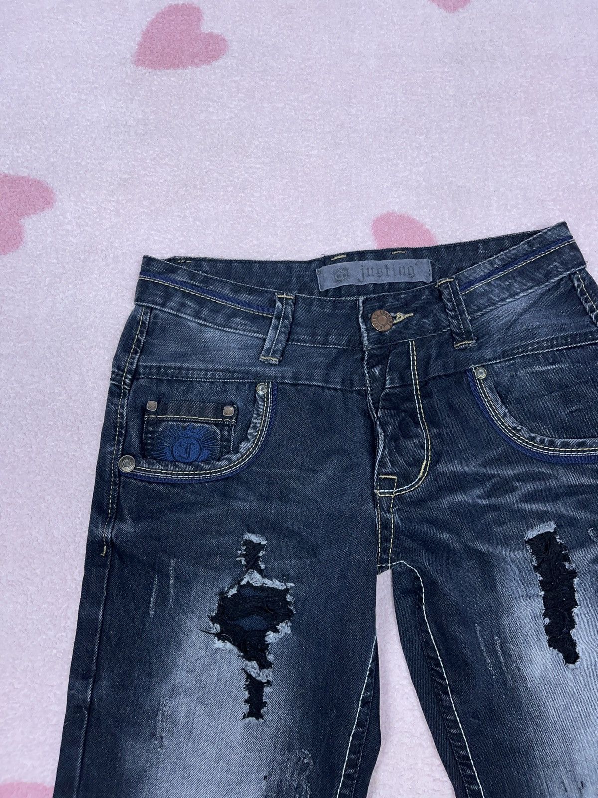 Japanese Brand ➕ drip y2k Justing distressed patchwork jeans la Size US 30 / EU 46 - 5 Thumbnail