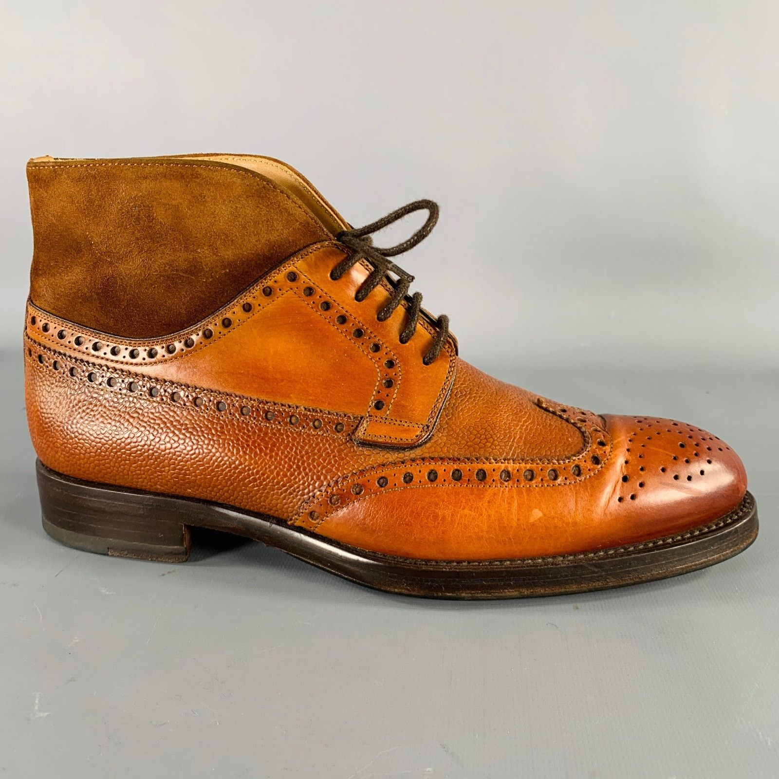 Phineas Cole PHINEAS COLE Size 7.5 Tan Perforated Leather Wingtip Boots Size US 7.5 / EU 40-41 - 2 Thumbnail