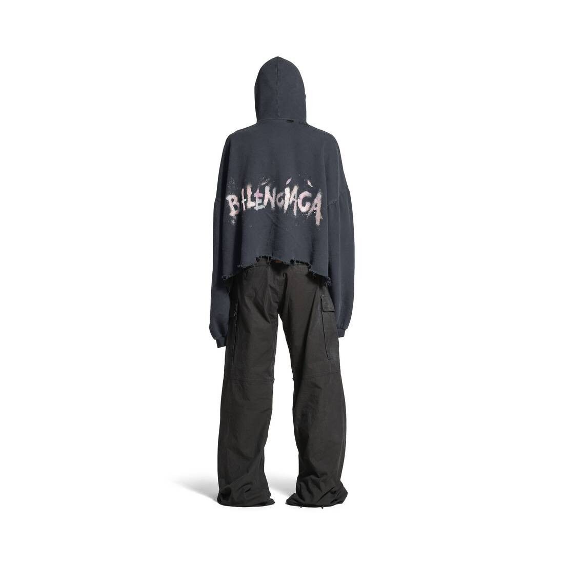 Balenciaga o1w1db10526 555 / Nail Polish Cropped Hoodie in Black Size US M / EU 48-50 / 2 - 2 Thumbnail