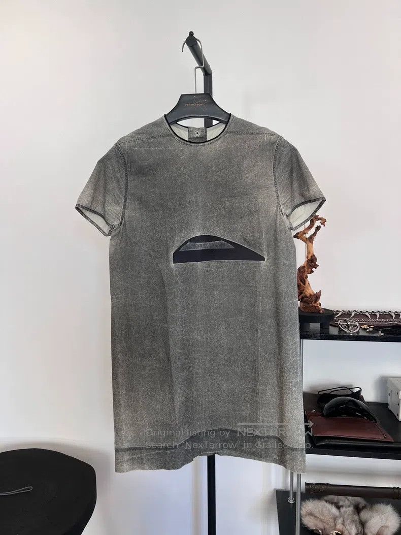 RICK OWENS One-eyed embroidery coated short-sleeve T-shirt