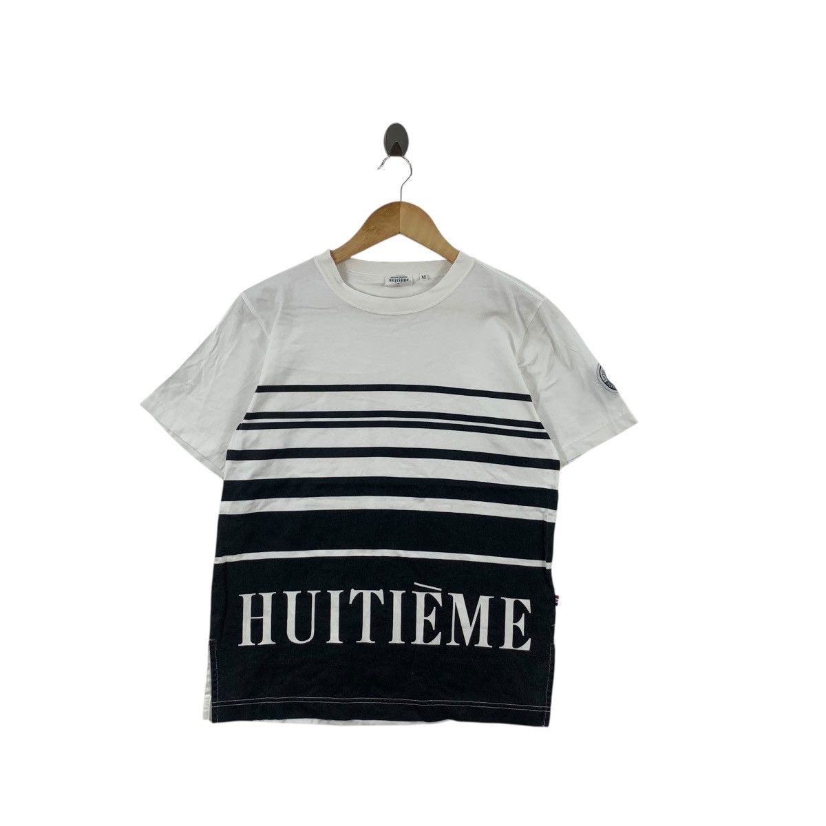 Vintage Vintage HUITIEME PARIS Sports Studio Striped Tee Shirt Top Size M / US 6-8 / IT 42-44 - 3 Thumbnail