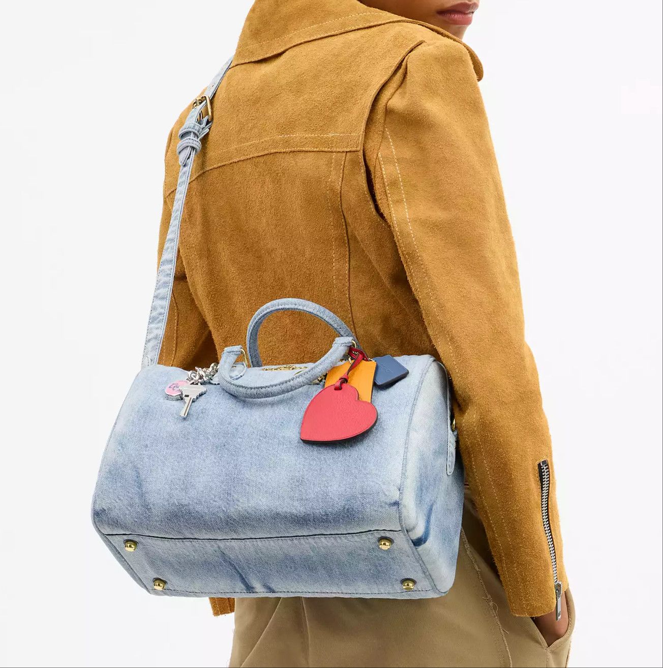 Coach Rowan Large Satchel Bag In Loved Denim With Charms CDY75 Size ONE SIZE - 11 Thumbnail