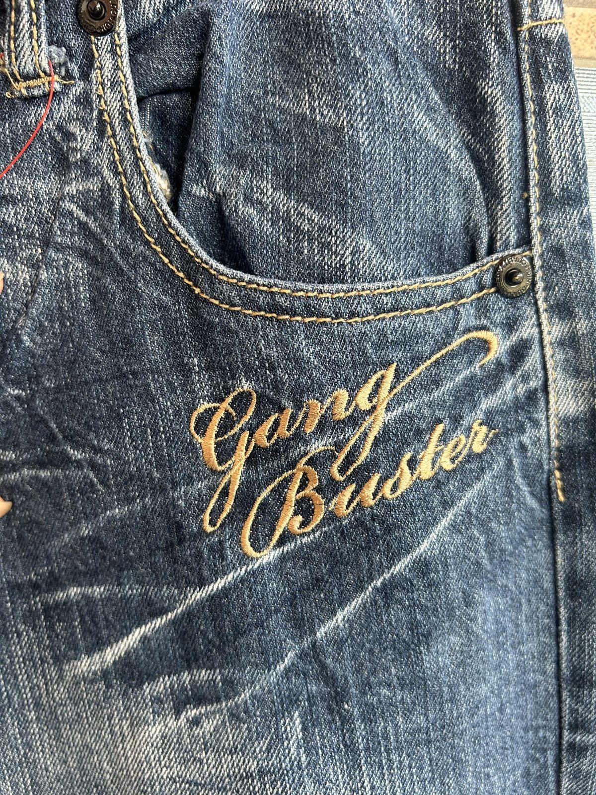 If Six Was Nine Vintage Gang Buster Spellout Distressed Pant Size US 29 - 4 Thumbnail