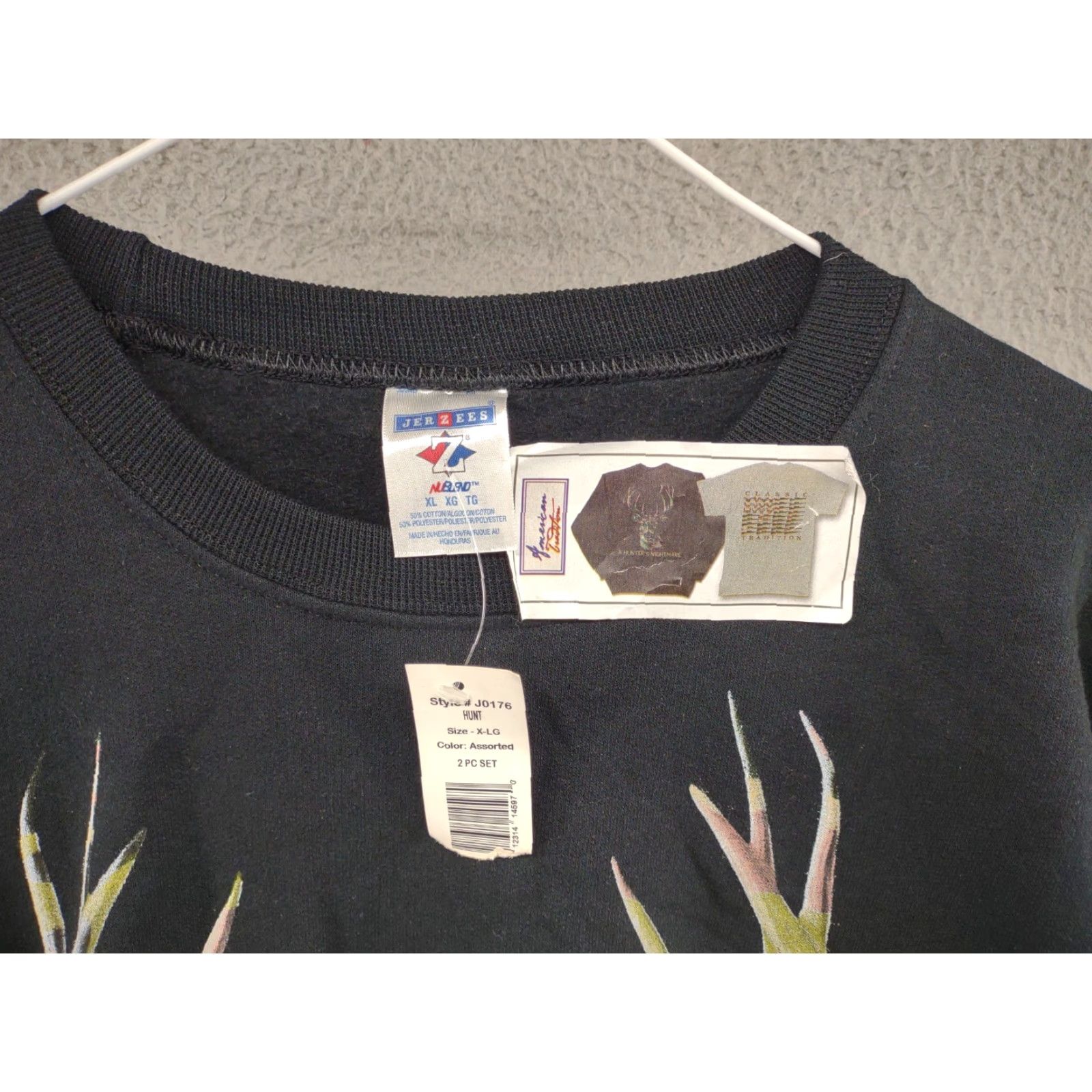 Jerzees HUNTER’S NIGHTMARE American Traditions Camo Sweatshirt Men’s XL Black Deer Hunting Pullover Jerzees Sweatshirt Mens XL Black Camouflage Hunting 90s Size US XL / EU 56 / 4 - 2 Thumbnail