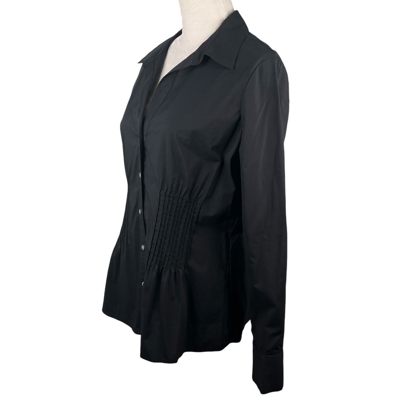 Nine West Nine West Black Button Down 14 Ruched Gathering V-Neck New Size XL / US 12-14 / IT 48-50 - 3 Thumbnail