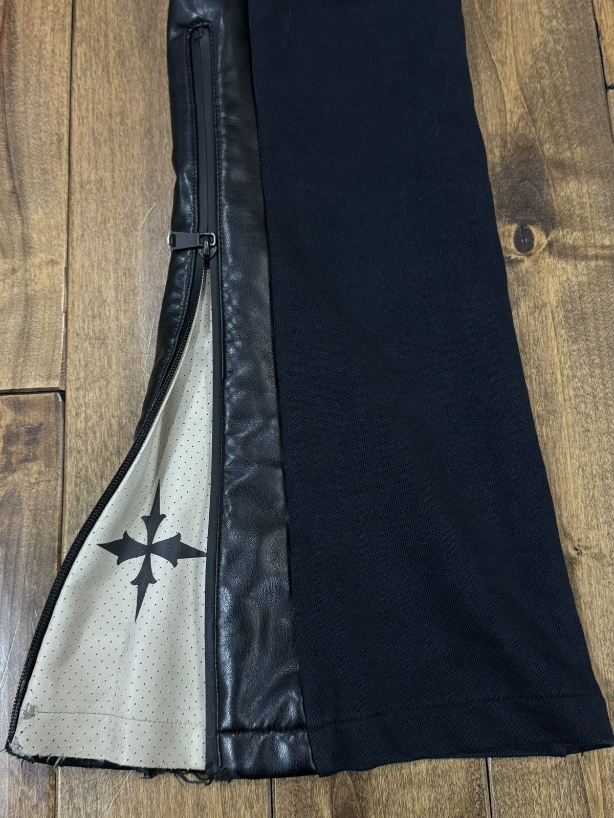 Vie + Riche Paris Vie+Riche Onyx Mixed-Media Flared Track Pants Black Leather Size US 32 / EU 48 - 5 Thumbnail