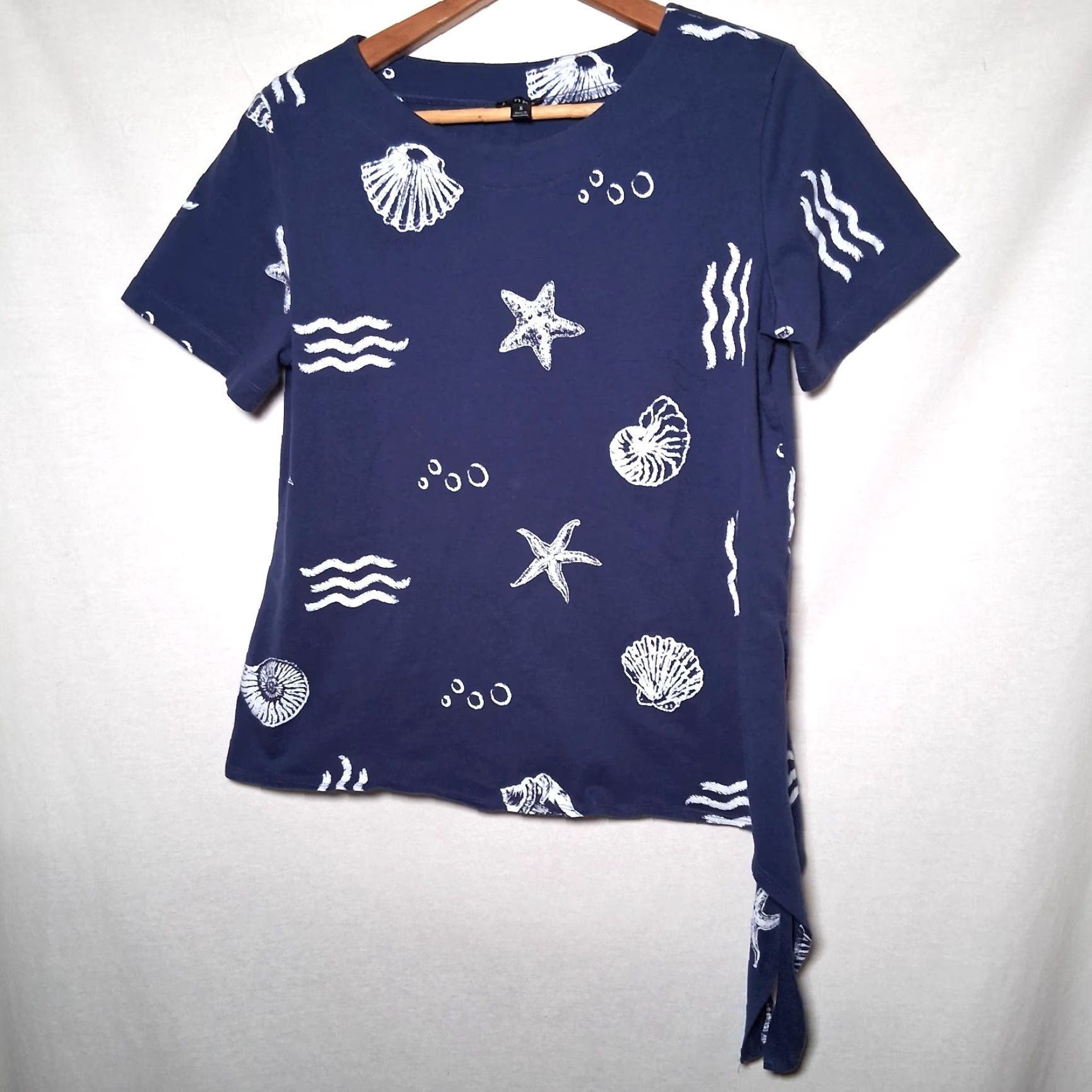 Vintage Links Shirt Women Small Blue Tie Waist Starfish Seashell Beach Beachy Coastal Size S / US 4 / IT 40 - 3 Thumbnail