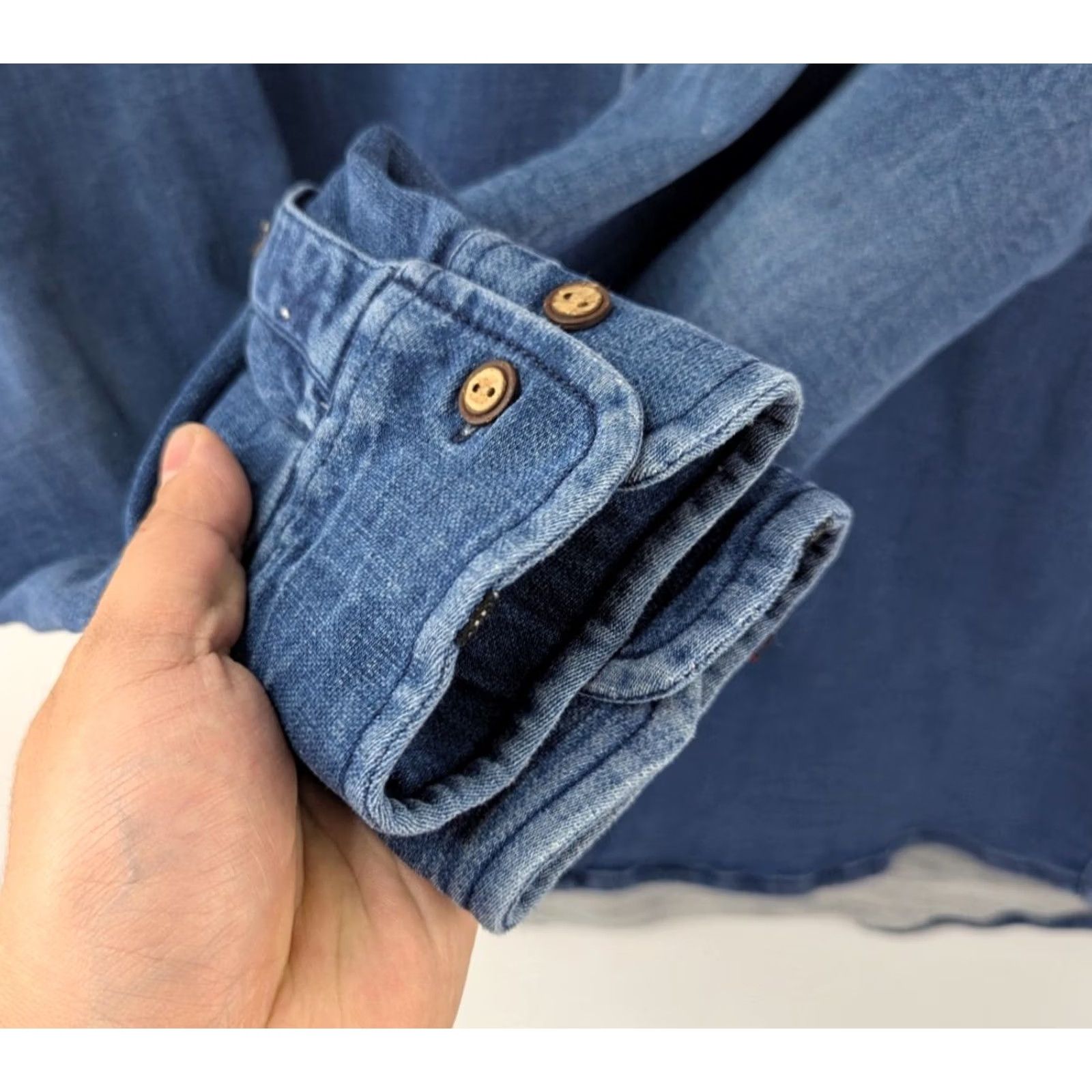Anerkjendt Anerkjendt Shirt Button-Up Long Sleeve Chambray Blue Cotton Spandex Corduroy Mens M Size US M / EU 48-50 / 2 - 3 Thumbnail