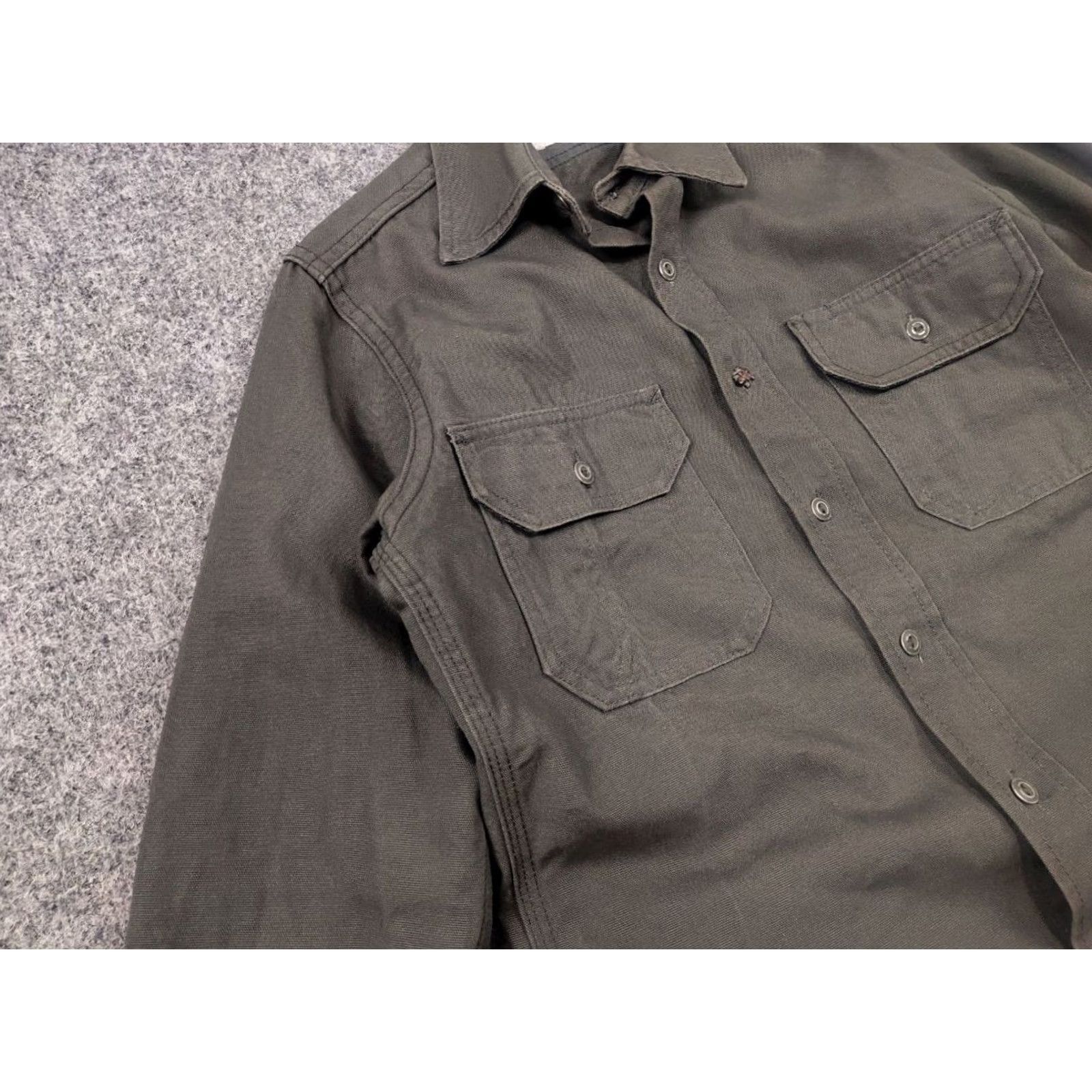 Tellason VINTAGE Tellason Olive Drab Flap Pockets Long Sleeve Button Up Work Shirt USA Size US S / EU 44-46 / 1 - 4 Thumbnail