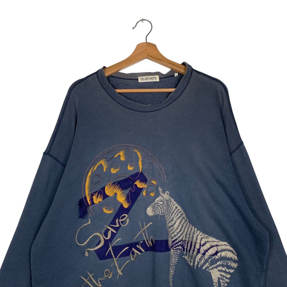 Japanese Brand PIA SPORTS Save The Earth Graphics Sweatshirt #1490-C67 Size US M / EU 48-50 / 2 - 2 Thumbnail