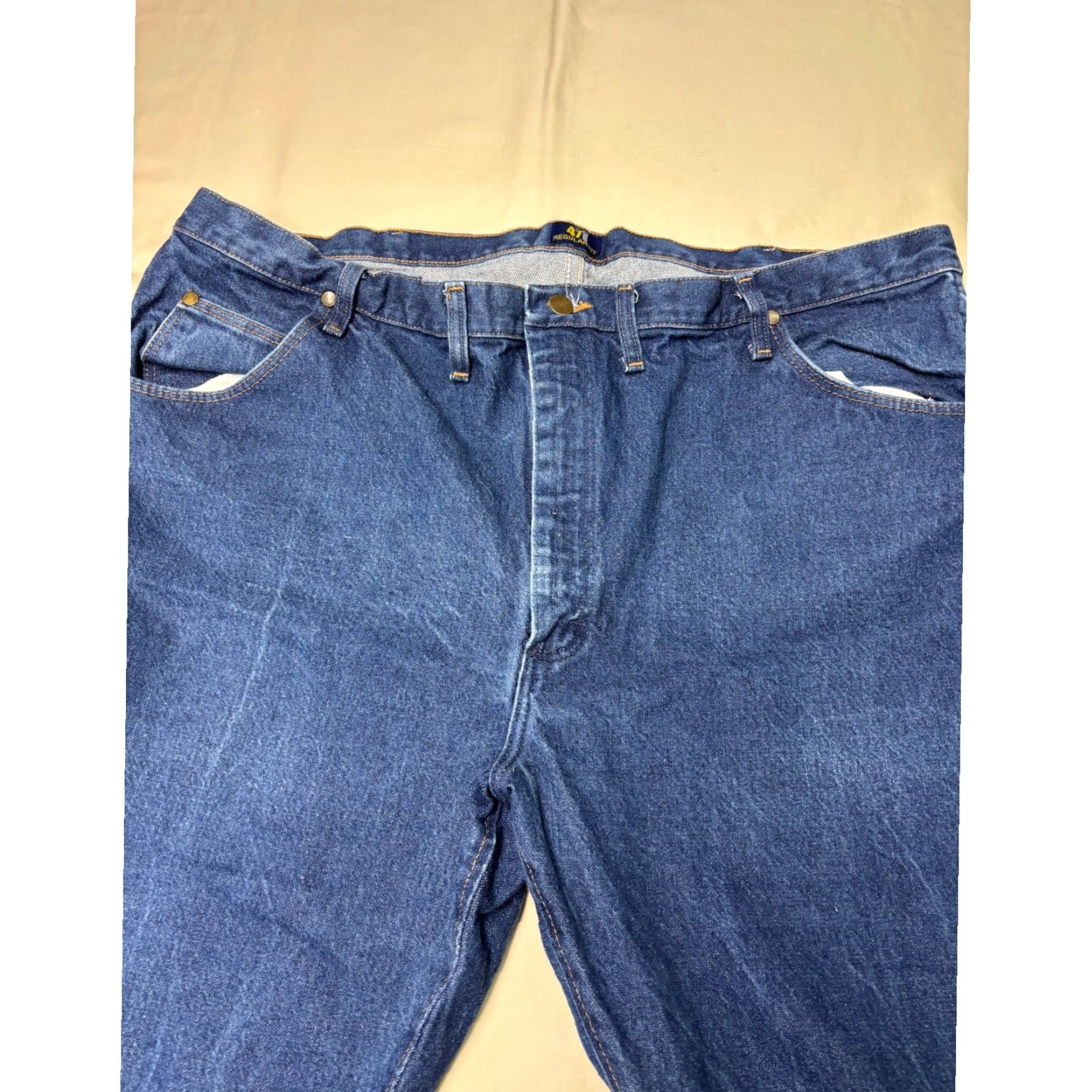 Wrangler Wrangler Jeans 0047MWZ Dark Wash Denim Regular Fit 44x31 Men Bootcut 5-Pocket Cowboy Cut Brown Blue Regular Mens Jeans Size US 44 / EU 60 - 2 Thumbnail