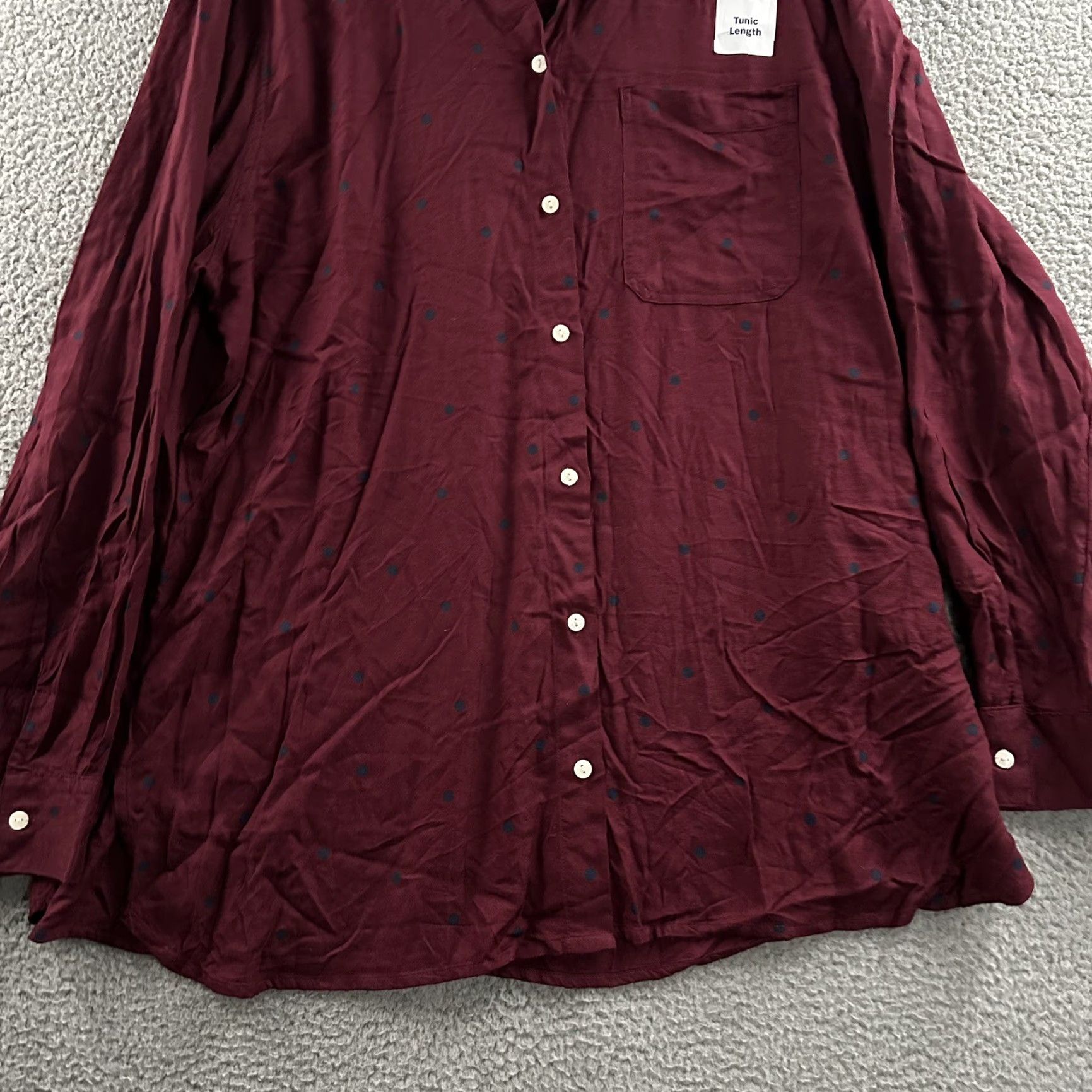 Old Navy Old Navy Women Top XL Tunic Length Red Blue Multicolor Polka Dot Long Sleeve 100% Rayon Button-Up Size XL / US 12-14 / IT 48-50 - 5 Thumbnail