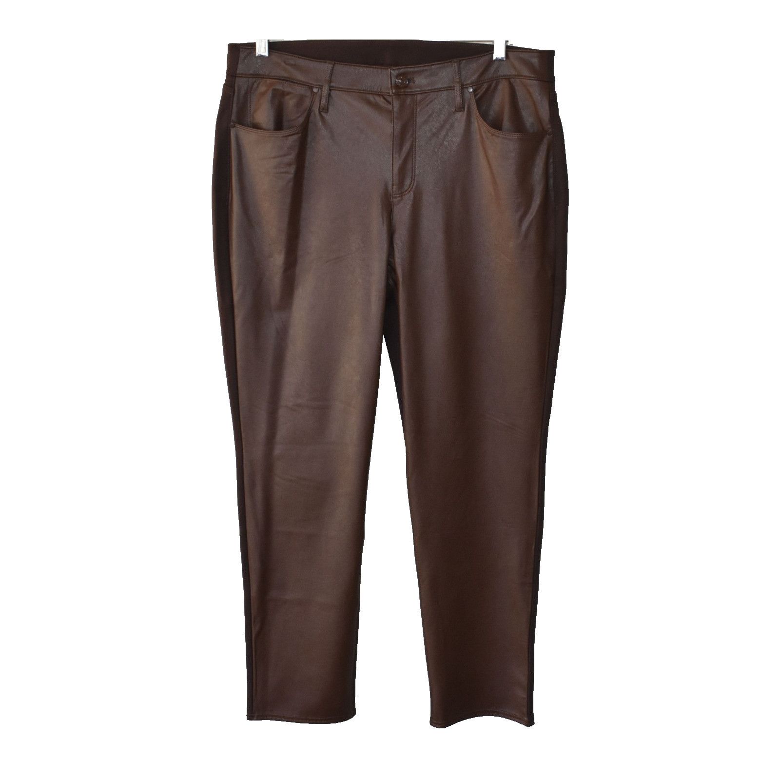 Chicos NWT CHICOS Cambridge Faux Leather Front Jeans 2.5 US 14R $99 Size 35" - 1 Thumbnail