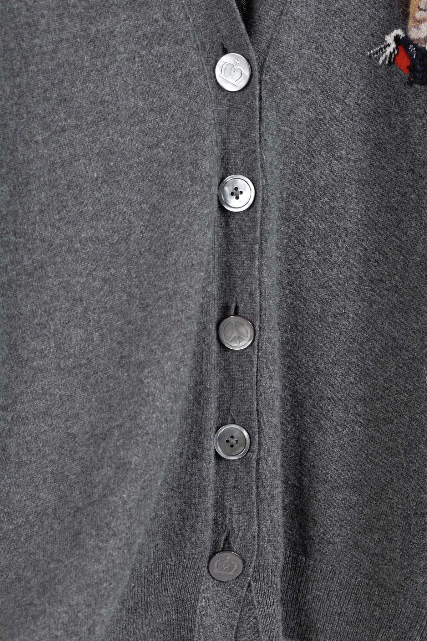 Other Queene and Belle Grey Cashmere Intarsia V-Neck Cardigan Size M / US 6-8 / IT 42-44 - 8 Thumbnail