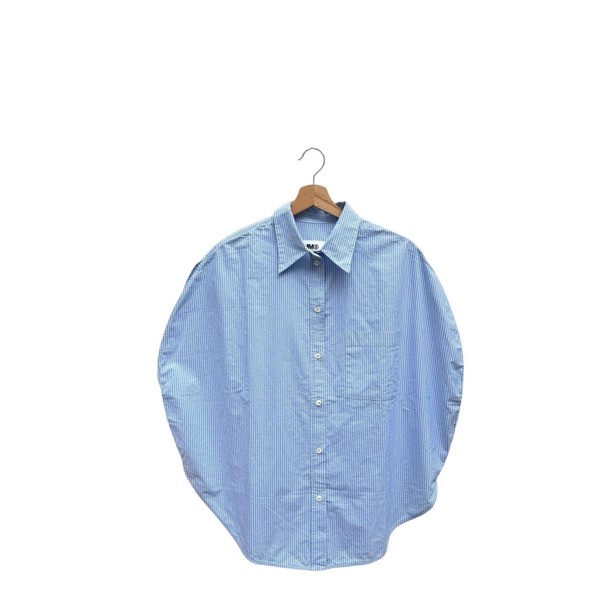 Maison Margiela SS 2019 White & Blue Striped Circular Shirt Size M / US 6-8 / IT 42-44 - 1 Thumbnail