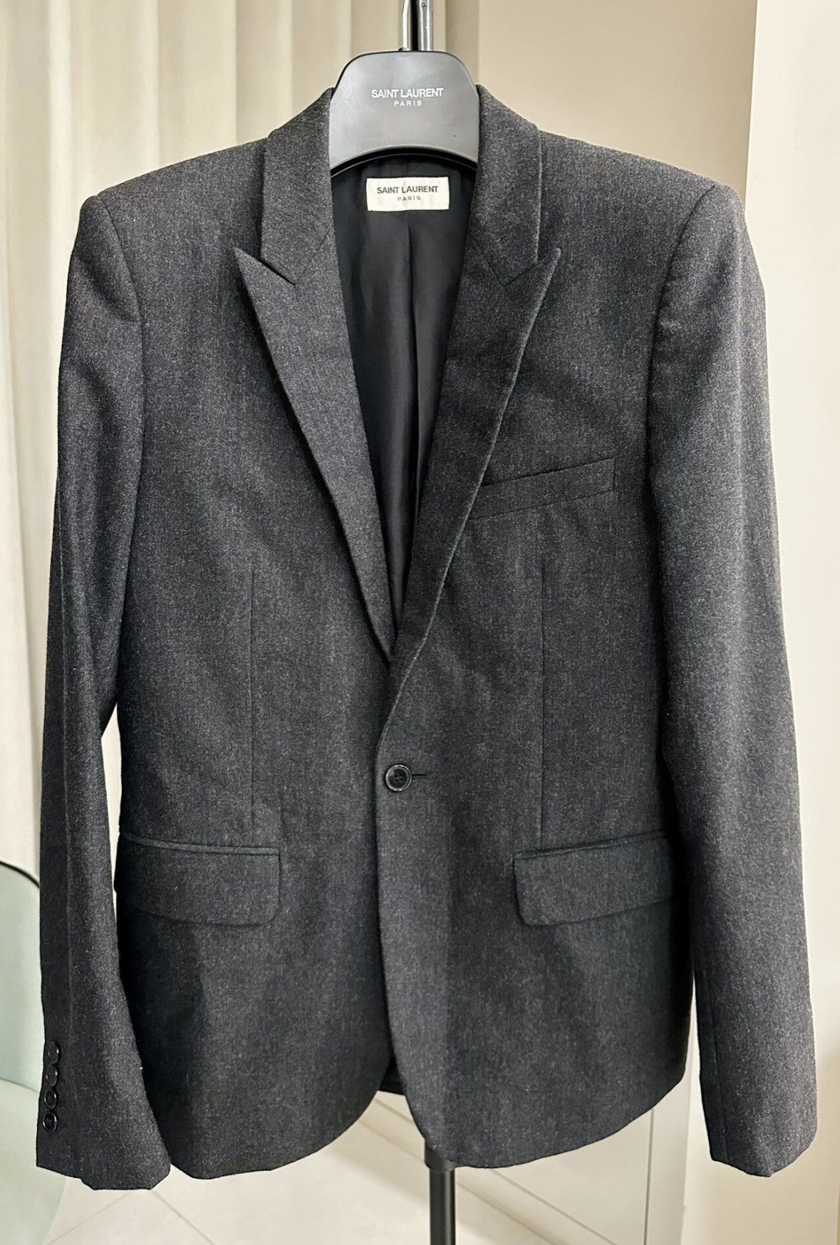 Saint Laurent Paris Saint Laurent SLP 2015FW Sword Collar Gray Wool Suit Jacket Size 46S - 1 Thumbnail