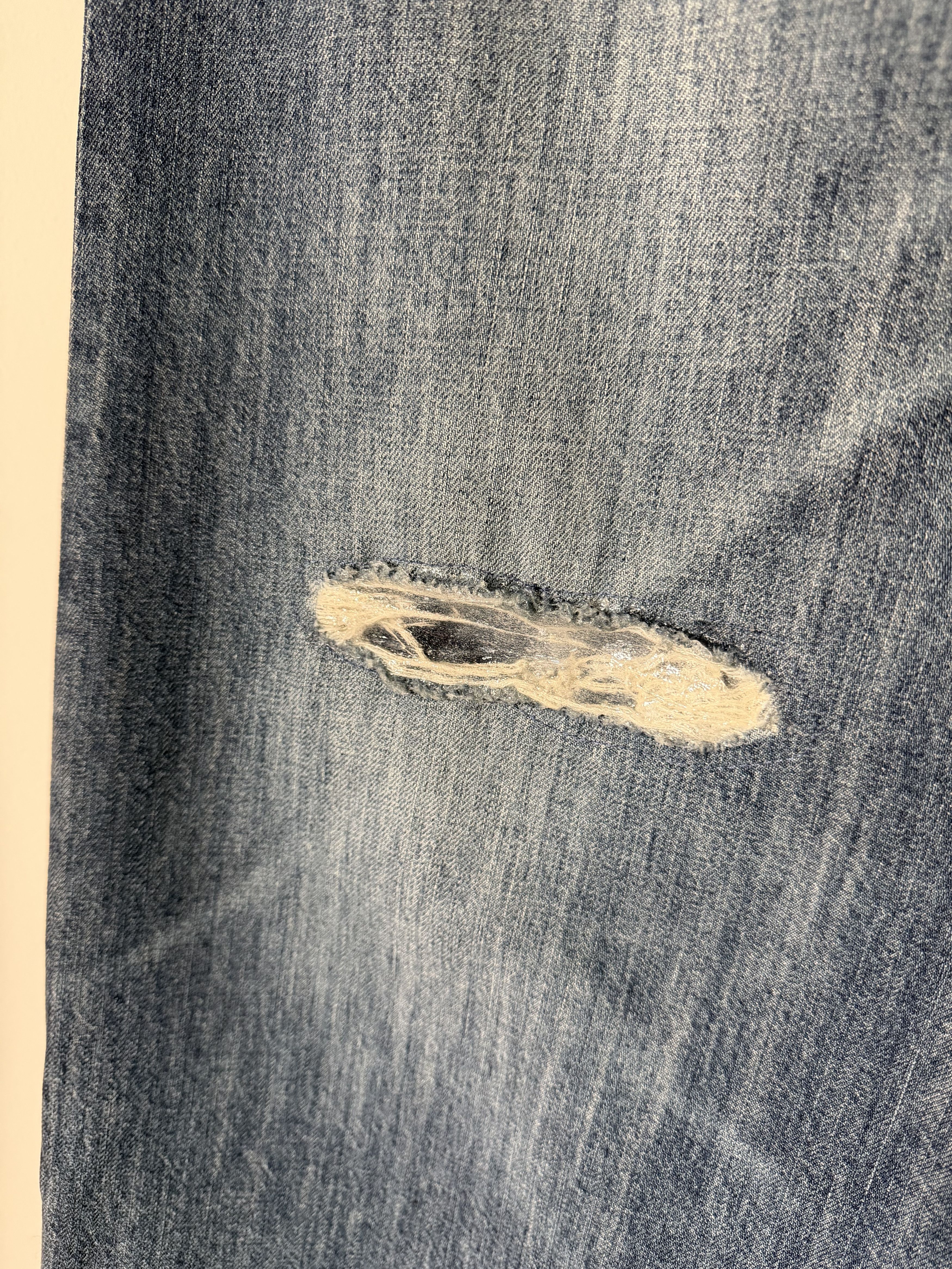 Our Legacy Our Legacy Vast Cut Repair Rubber Jeans in Blue Size US 36 / EU 52 - 4 Thumbnail