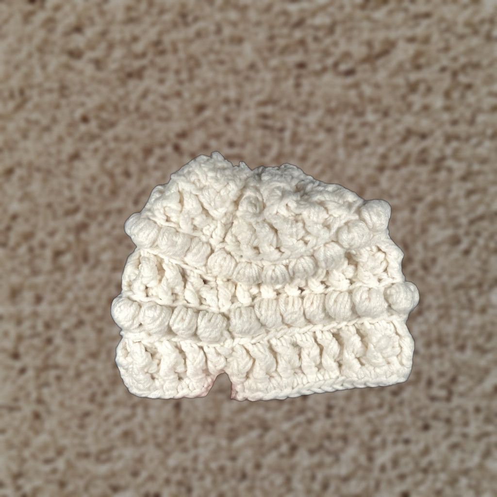 Vintage Beanie Toque Women One Size White Crochet Knit Acrylic Beanie Womens Outdoor Ski Hat Size ONE SIZE - 1 Thumbnail