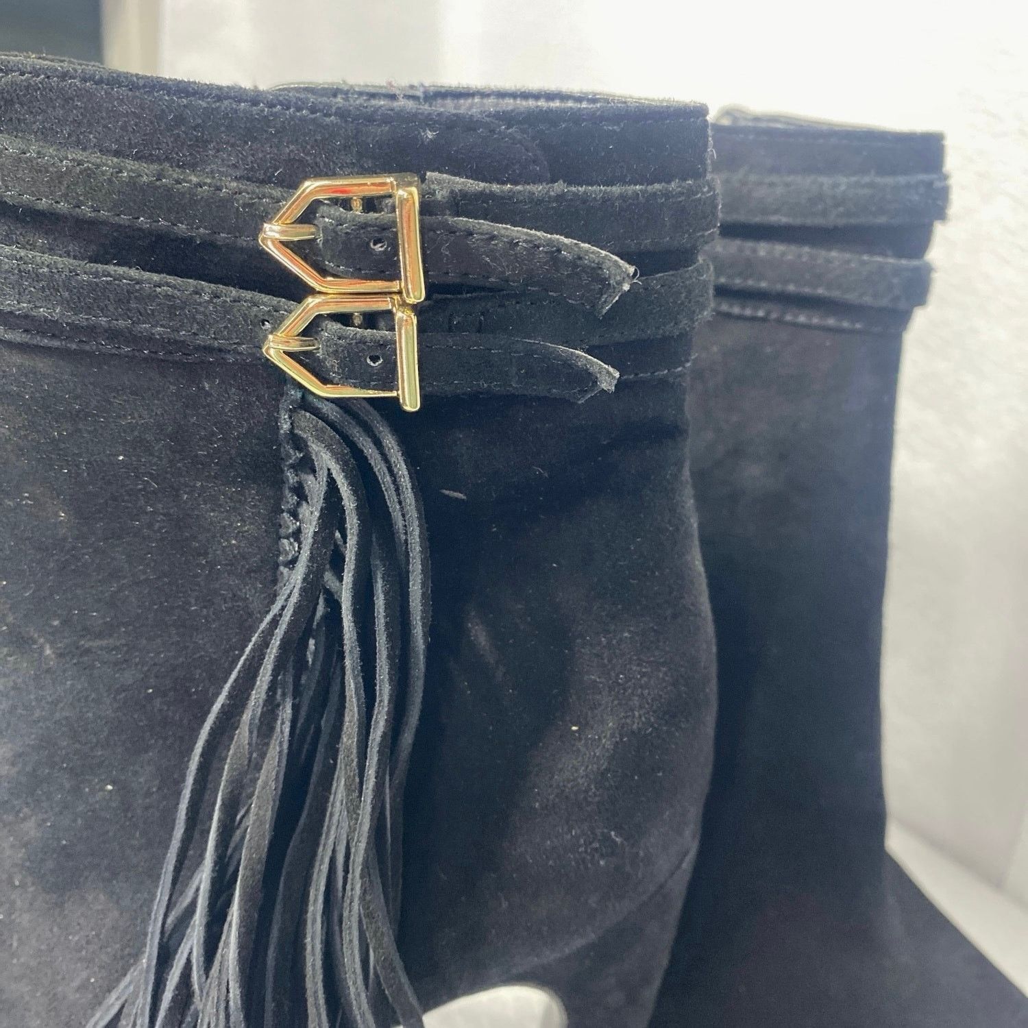 Sam Edelman Sam Edelman Black Suede Stiletto Boots Gold Trim women sz 6 Size US 6 / IT 36 - 5 Thumbnail