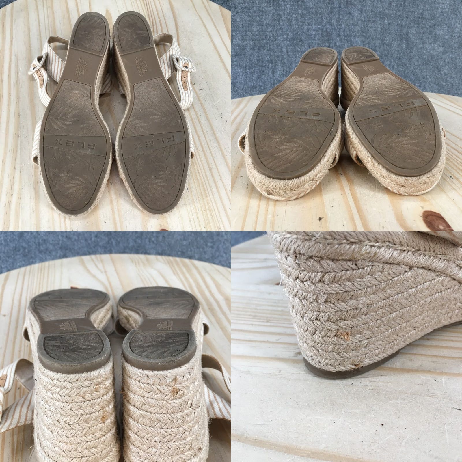 Vintage LifeStride Sandals Womens 9.5 Beige Espadrille Ankle Straps Wedge Casual Sandal Size US 10 / IT 40 - 8 Thumbnail